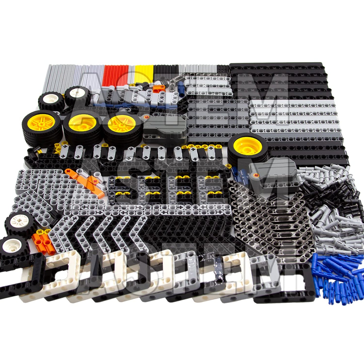 ASTEM 413PCS Plus Technic-Parts Pullback-Motor Axle-Pin Replacement Building-Block Parts Regular-Sized Mechanical Parts Include Brick,Bush,Technic Pin.