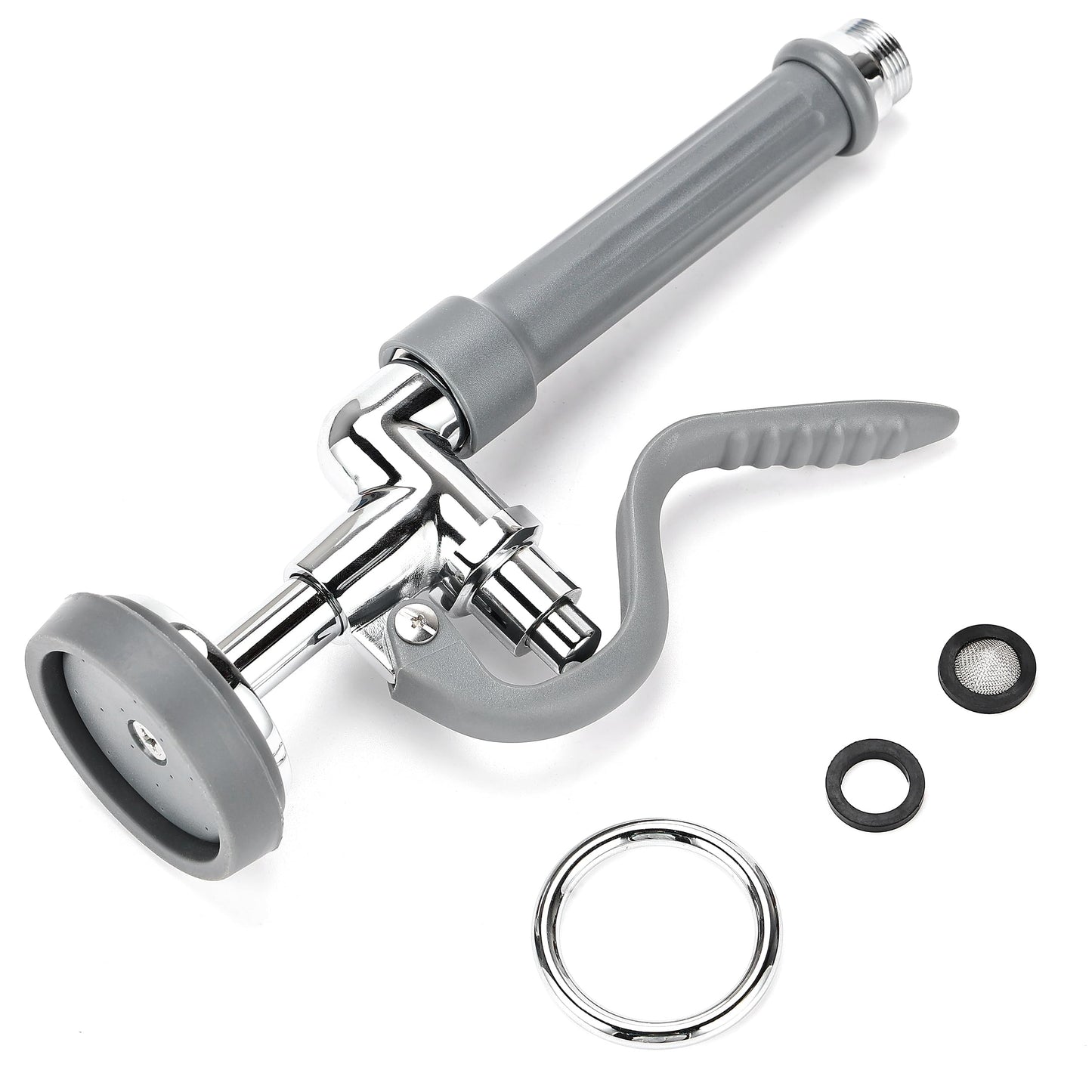 TCEUMIK Pre Rinse Sprayer Pull Down Spray Valve with Handle Grip Assembly Replacement Kit for Commercial Restaurant Industrial Sink Faucets 1.42 GPM High-Pressure Head Dish Sprayer Nozzle Chrome