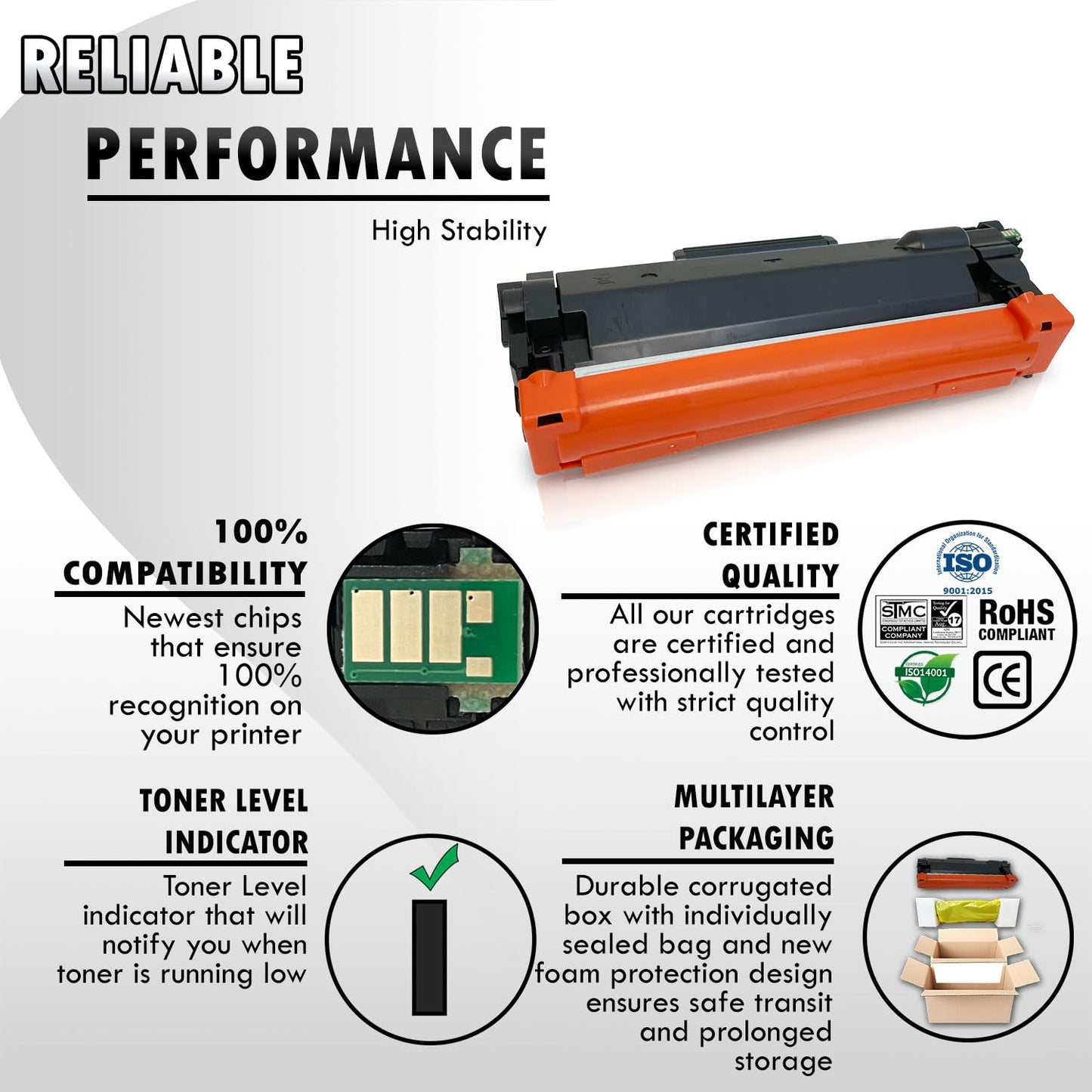 4 Inkfirst Compatible Toner Cartridges TN830XL 830XL Replacement for Brother TN830XL HL-L2865DW DCP-L2640DW MFC-L2807DW MFC-L2820DW HL-L2405W HL-L2460DW HL-L2460DWXL HL-L2465DW HL-L2480DW