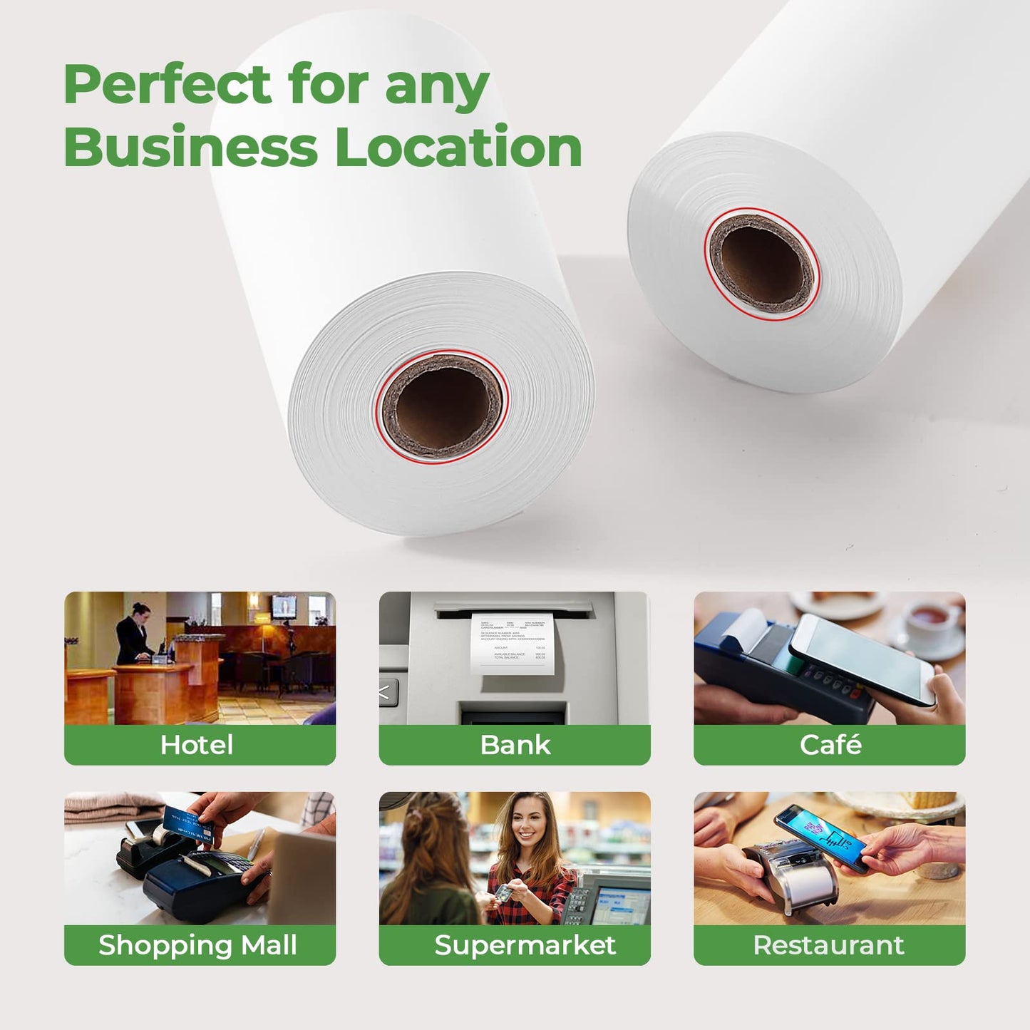 MUNBYN Thermal Paper Roll 2 1/4" X 85 ft, 50 Rolls Thermal Receipt Paper Cash Register Paper Rolls Fits for Most Credit Card Terminals, Verifone VX510 VX570 FD50 T4220, BPA Free