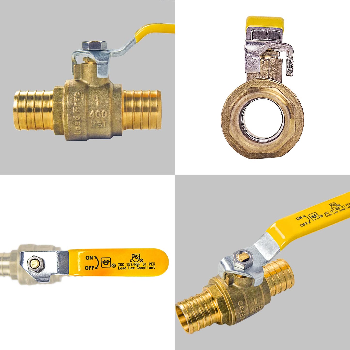 AB 1 Inch X 1 Inch PEX Ball Valve, Full Port Water Stop Shut Off, Lead Free Water Shut Off Valve