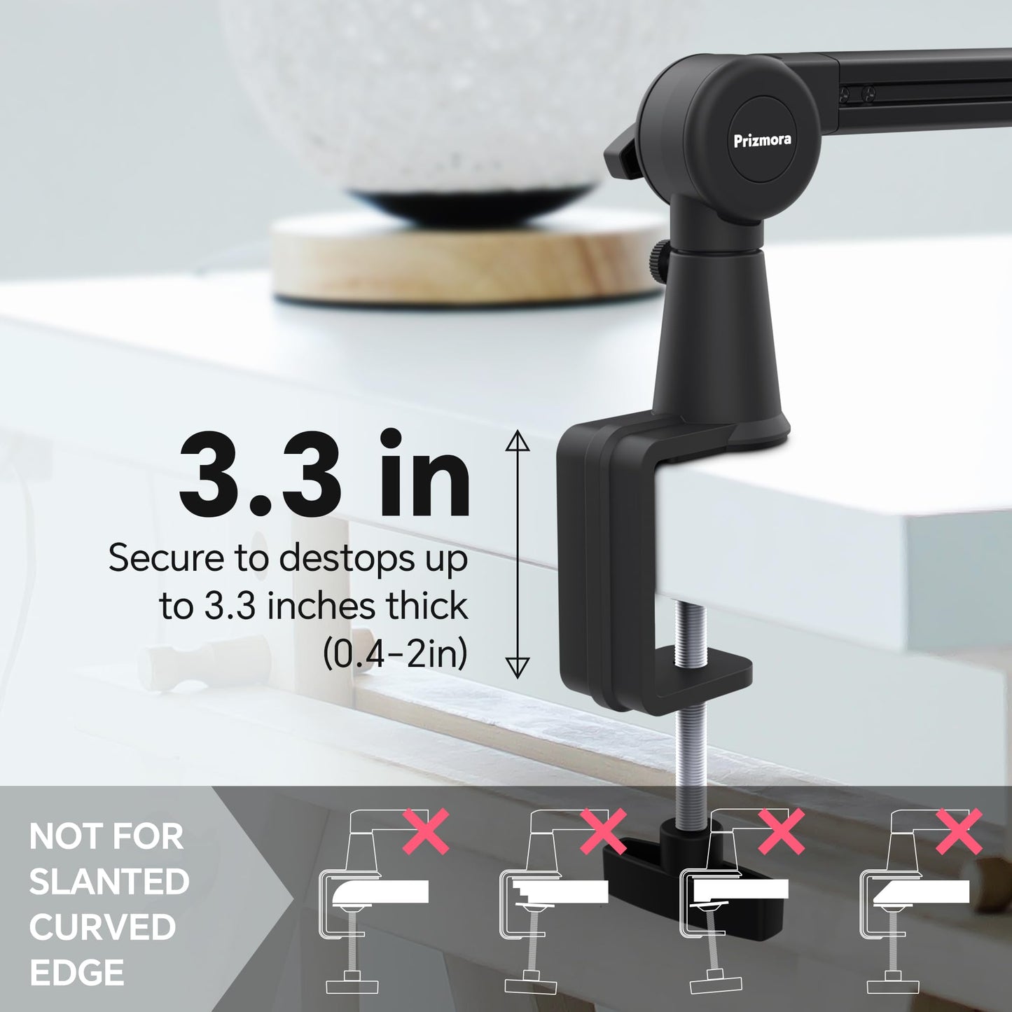 Prizmora Mic Arm, Premium Microphone Boom Arm with Cable Management, 360°Rotatable Broadcasting Boom Arm, Mic Boom Arm for Podcasts, Streaming, Gaming, Home Office, Recording