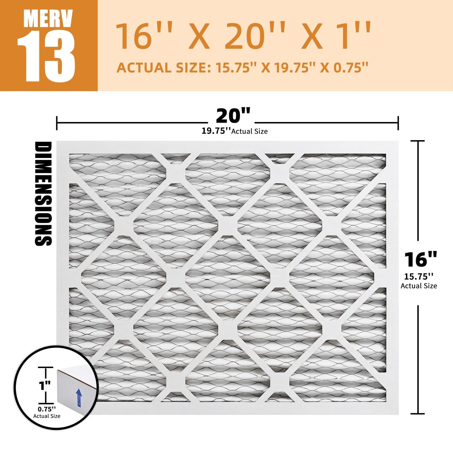 16X20X1 MERV 13 Furnace Filter (4 Packs) - MPR 1900 FPR 10 Electrostatic Pleated Air Conditioner HVAC AC Filters
