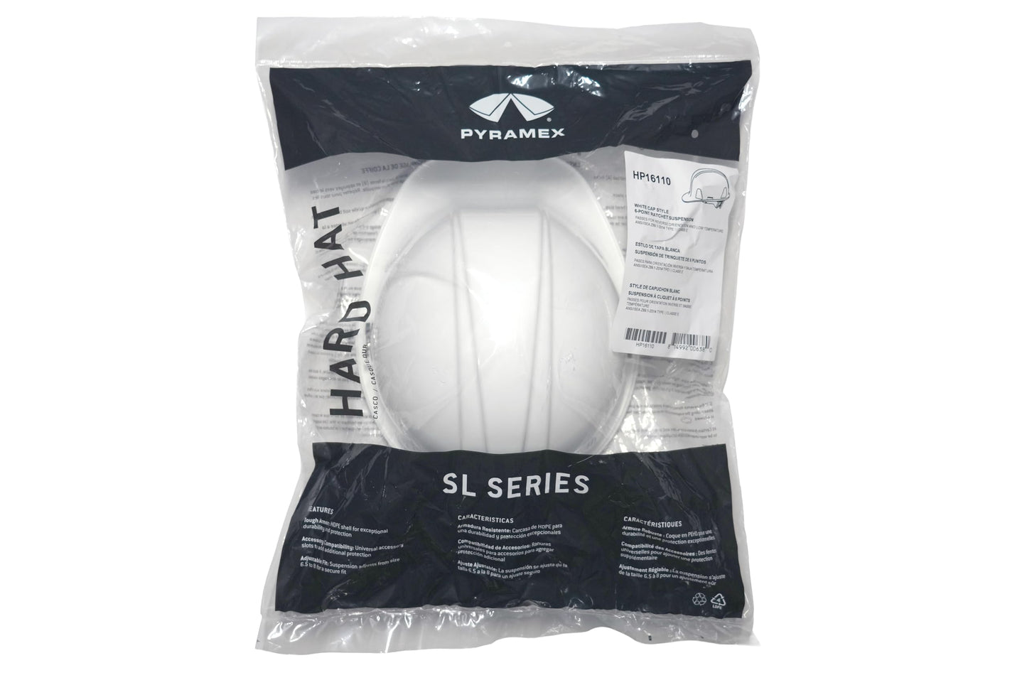 Pyramex Safety Products HP14110 Sl Series 4 Pt. Ratchet Suspension Hard Hat, White