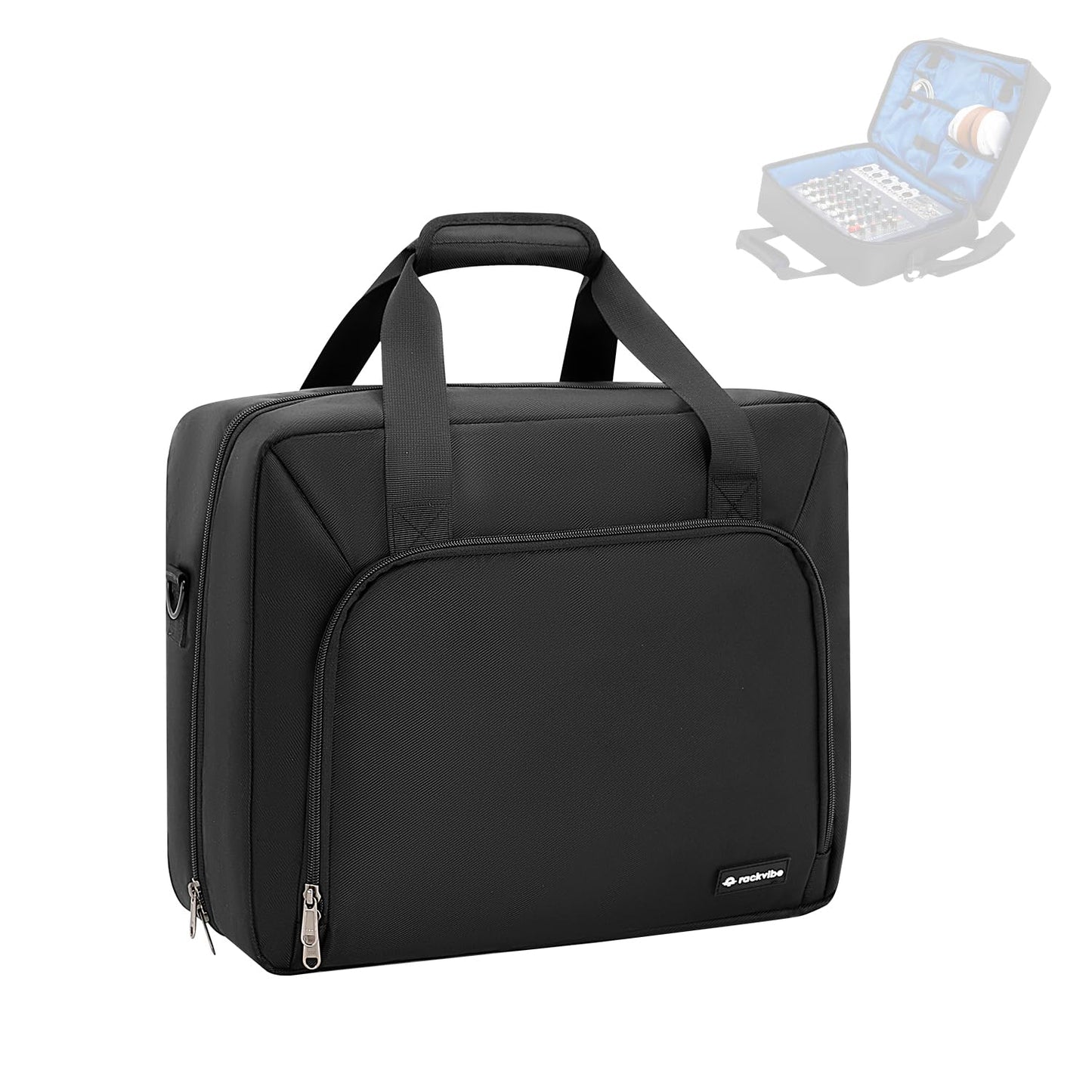 Audio Mixer Travel Bag Mixer Carrying Case Dj Accessories Equipment Bag,Large-Capacity DJ Controller Case for Music Equipment (14.5x12.2x5.5),Podcast Gear and Microphone (Only Bag)