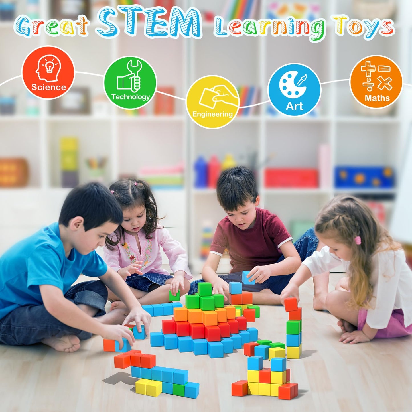 Magnetic Blocks, 28 Pieces 1.34 inch Large Magnetic Building Blocks, 3D Magnetic Cubes for Toddlers, Preschool Educational Construction Kit, Sensory Montessori Toys Kids Blocks for Boys Girls
