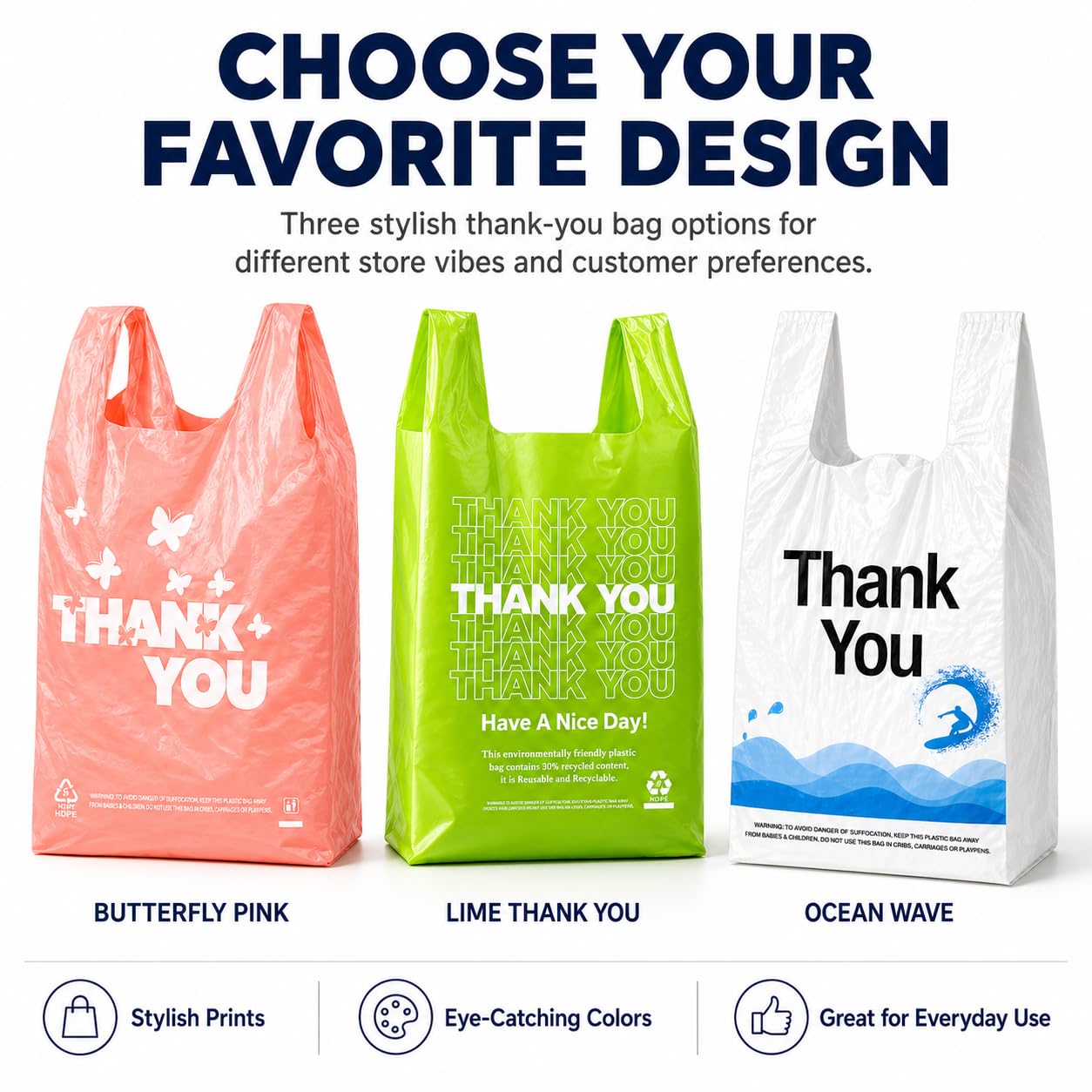 Green Thank you bags, 1000PCS T shirt bags, To Go Bags,Grocery bags, Reusable and Disposable,Perfect for Small Business,Take Out,Retail, Large