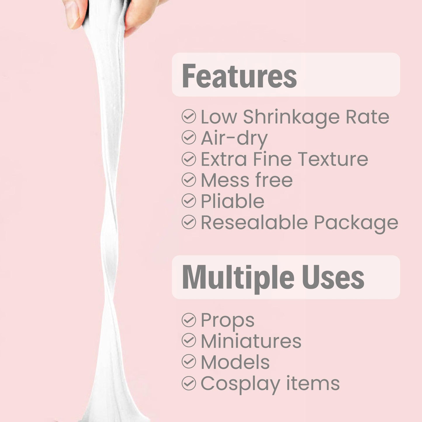 BOHS Foam Clay Pro - Air Dry,Soft, No Cracks, No Stains - for Arts & Crafts Project,Cosplay,Figurines - Easy Modeling, Sculpting, Molding- 1.36 kg (3 lbs) | White | Ages 3+