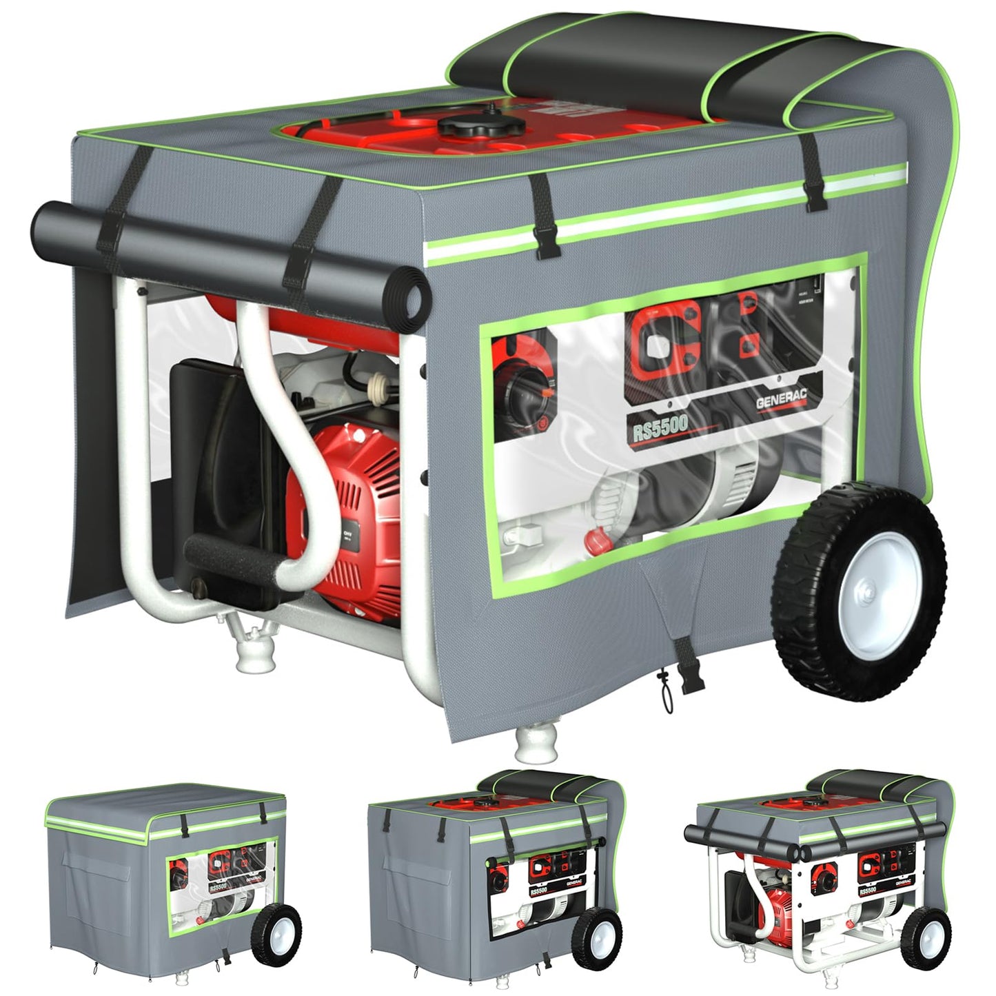 Generator Covers While Running,28"L x 20"W x 20"H Heavy Duty Waterproof Generator Covers for Outside,With Tool Bag And Visual Operation Window,Suitable for 3000W-5000W Frame Generator(Gray)