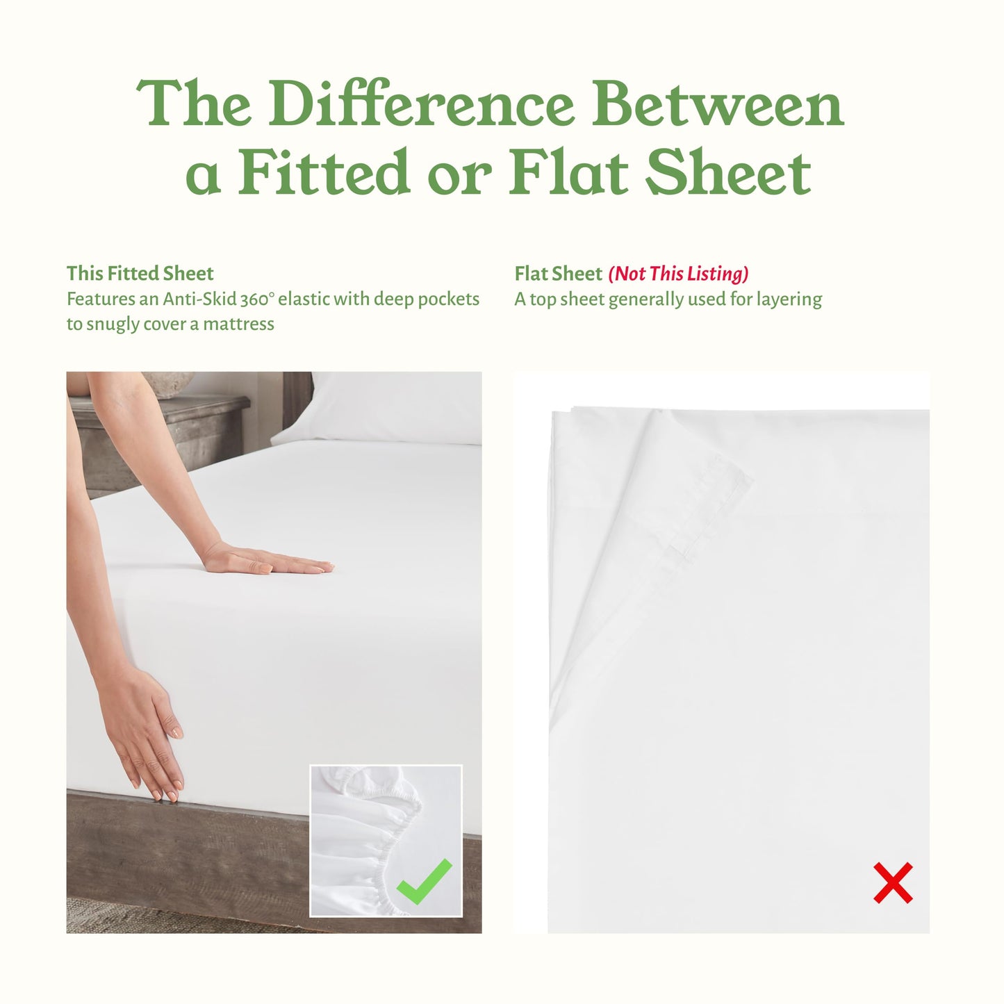 California Design Den 100% Organic Cotton King Fitted Sheet Only, Deep Pocket, Percale, Lightweight, Snug-Fit, Crisp, King Size Fitted Sheet Only, Elastic, 1 Pc White Fitted Sheet King