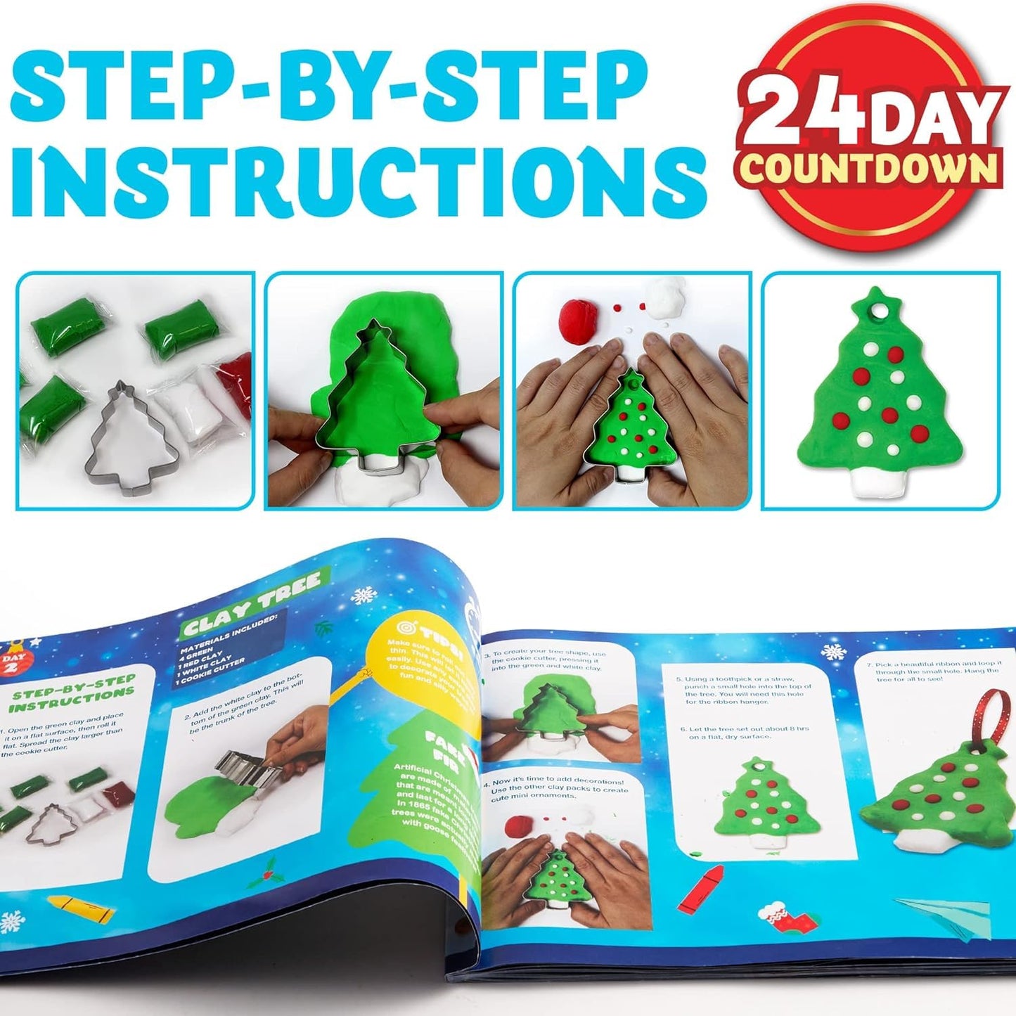 JOYIN 2025 Christmas Countdown Advent Calendar, 24 Days Christmas Art & Craft Advent Calendar with Children's scissors glue lanyards paint watercolor pens, Xmas Party Favor Gifts, kids DIY Crafts