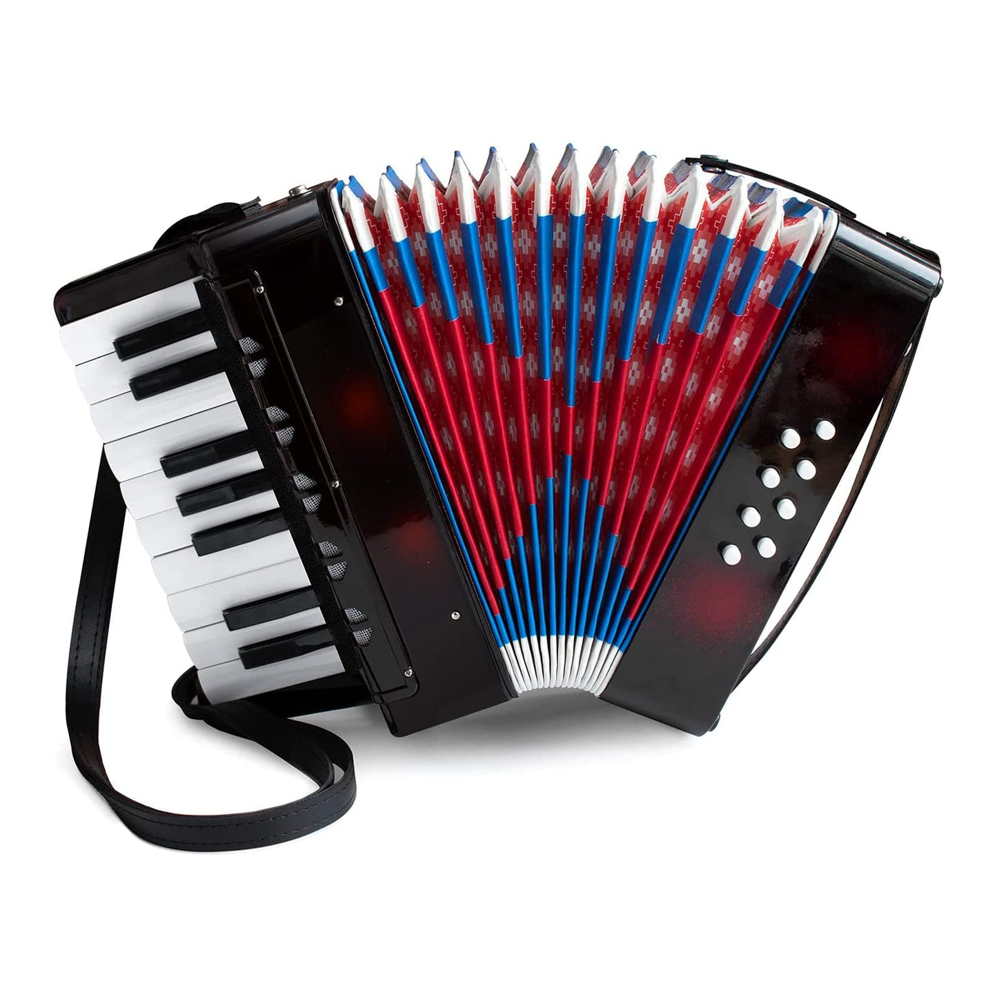 Kids Accordions,17 Key 8 Bass Button Mini Accordion Instrument, Accordion Musical Instrument with Retractable Leather Strap for Child Children Kids Beginners Student Educational