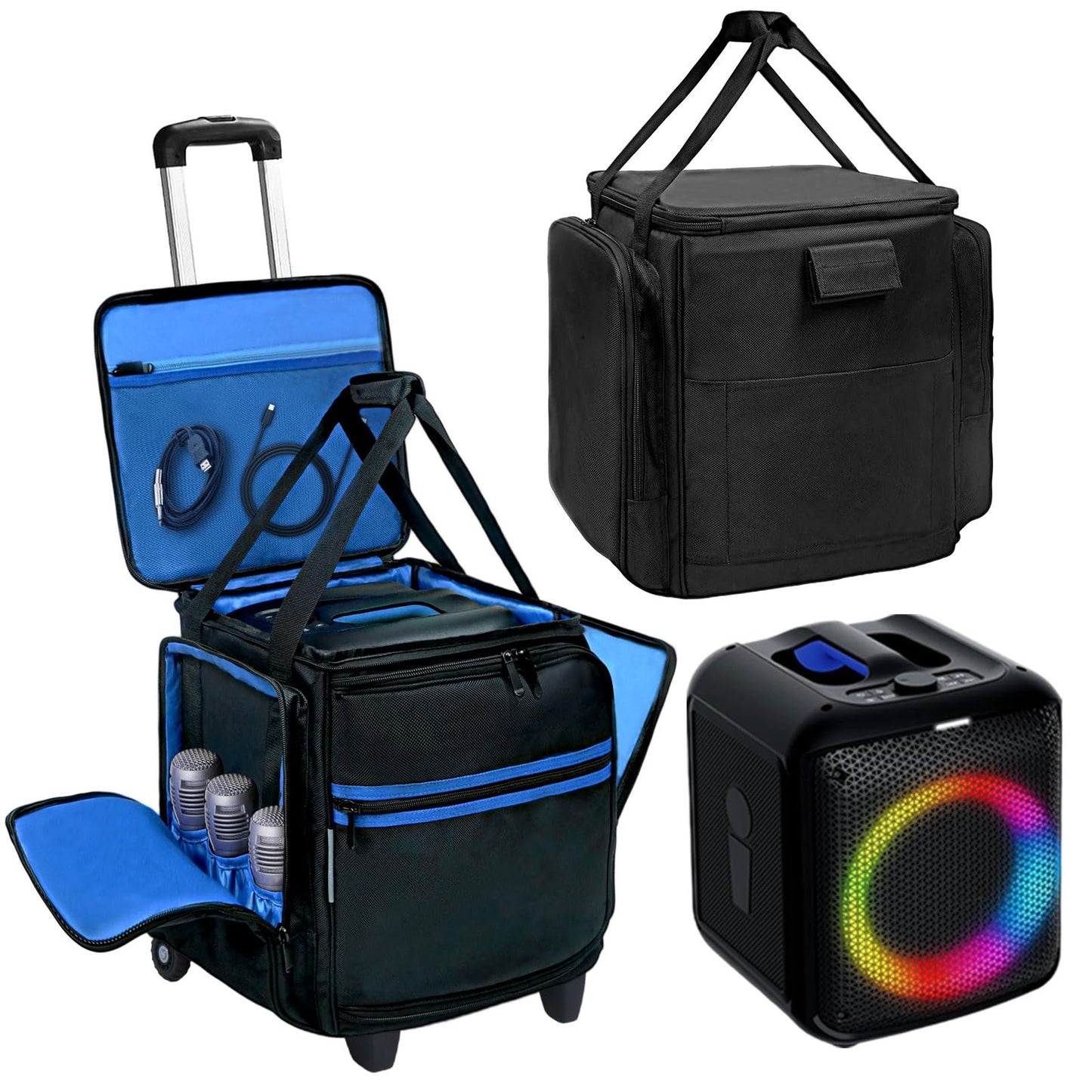 ORKELS Rolling Speaker Backpack Carrying Case for Bose S1 Pro/S1 Pro+ & Party Box Encore, Portable Bluetooth Speaker Travel Bag with Microphone & Accessory Pockets, Durable Padded DJ Speaker Case