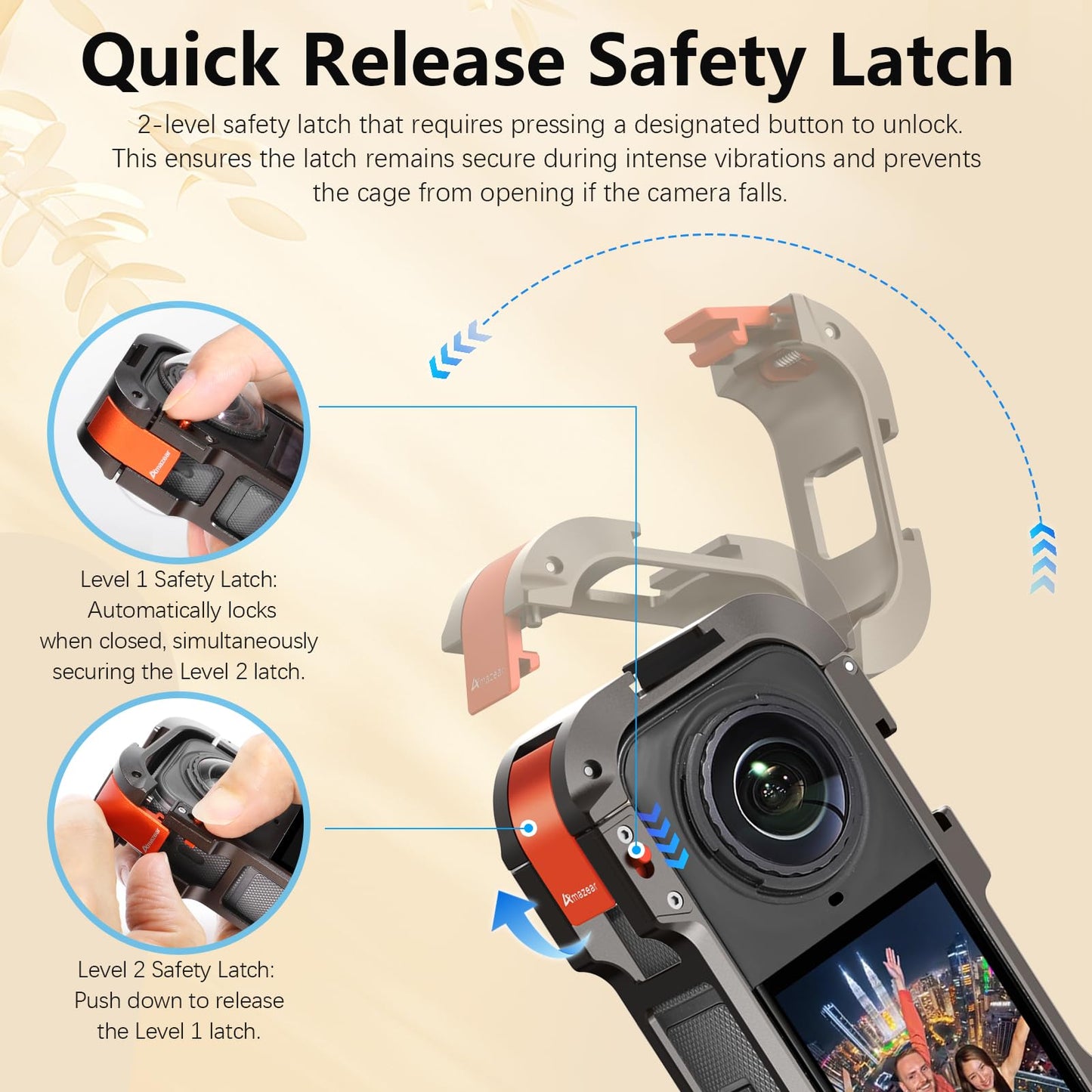 Amazear Metal Protective Case for Insta360 X5 Accessories, Insta 360 X5 Multifunction Utility Frame Stronger Construction Aluminum Cage with Quick-Release Lock, Various Expansion Mounts