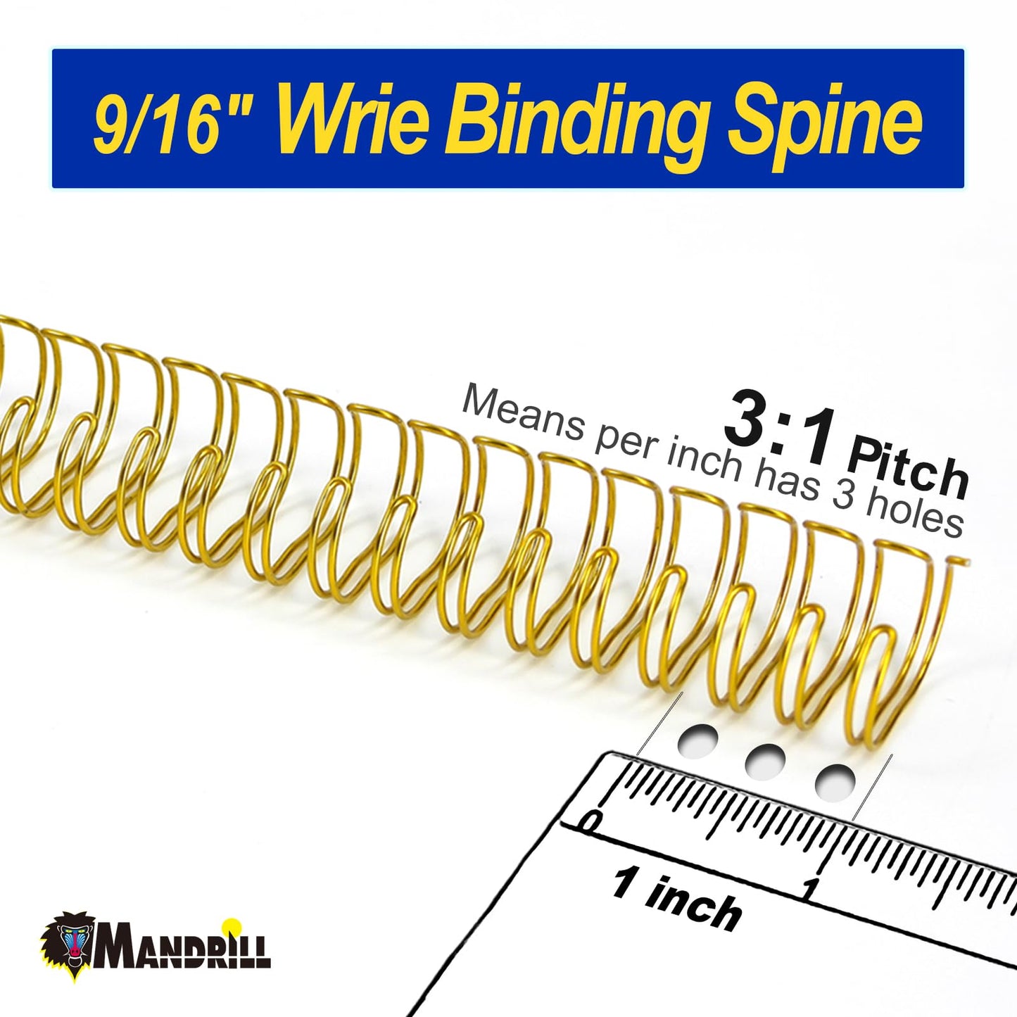 Rayson Wire Binding Spines, Multicolor, 3:1 Pitch Double Loop Binding Wires 9/16 Inch, 32-Loop Wire Ring Pack of 100 with Black, Gold, Blue, White, Silver