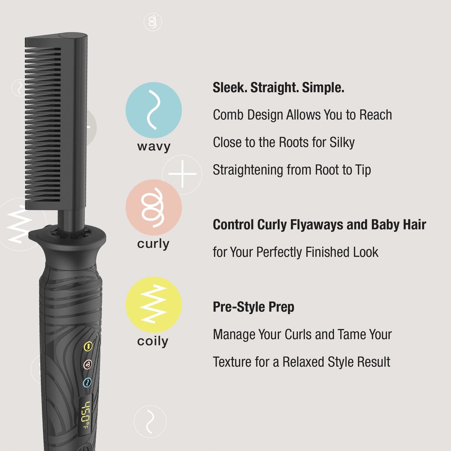 Conair The Curl Collective Ceramic Pressing Hot Comb, Sleek Straight Simple Pressing Comb Design Reaches Close to The Roots for Silky Straightening Root to Tip