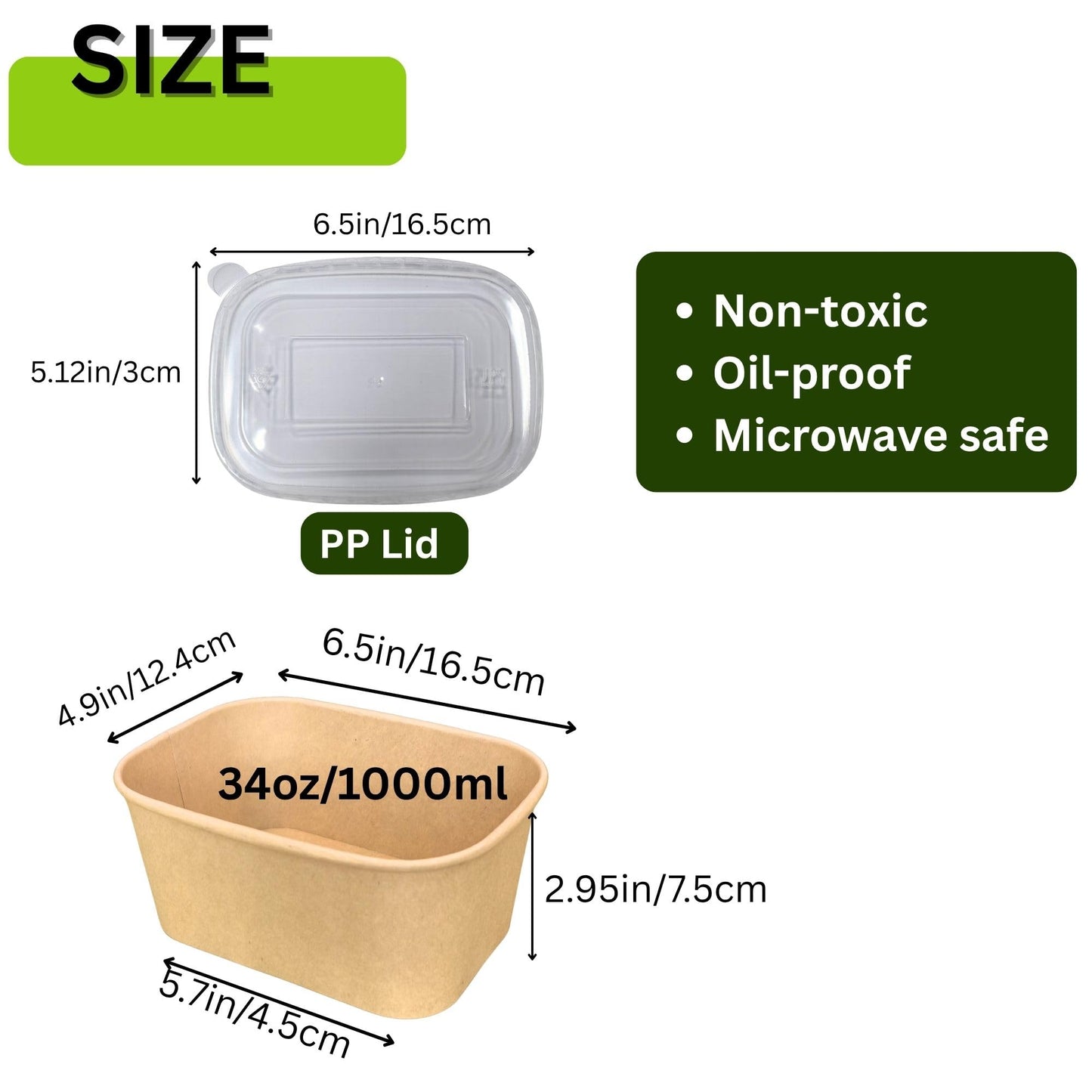 1000ml Disposable Paper Bowls, 50sets Kraft Paper Bowls w/Lids, 33oz Non-Spill Meal Prep Food Container, Great for Restaurant Salad Noodle Hot Cold Takeout