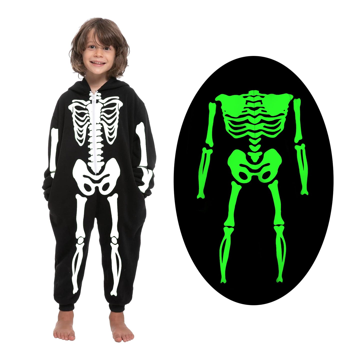 Spooktacular Creations Halloween Family Skeleton Costume, Family Skeleton Jumpsuit Pajama for Halloween Costume Cosplay-M