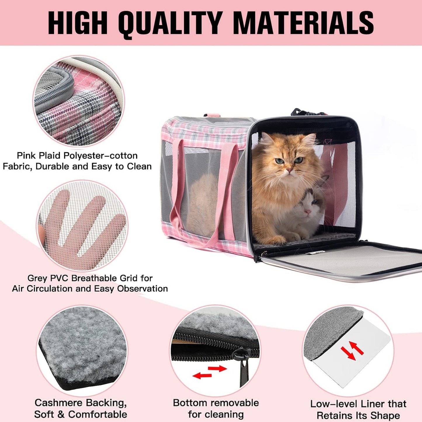 EXPAWLORER Large Cat Carrier for 2 Cats, Soft-Sided Pet Carrier for Cat,Top Load Cat Carriers for Medium Cats Under 25, Airline Approved Pet Travel Bag Fit 2 Kitties Small Dogs