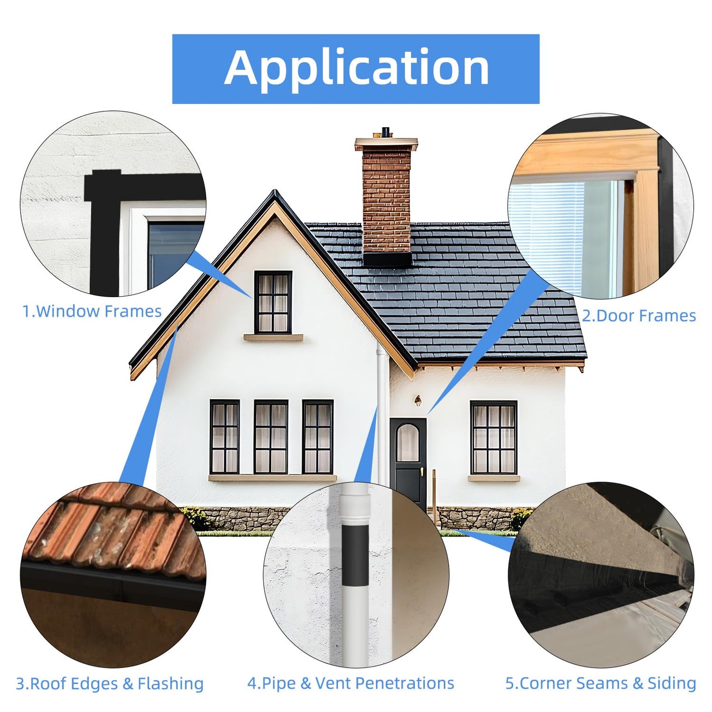 AMOGATO Black Flashing Tape - 4 Inch x 30 Yards, Flexible Adhesive, Weatherproof Sealing Tape for Home Exterior Repairs, Windows, Doors, Roof Edges & Outdoor Projects