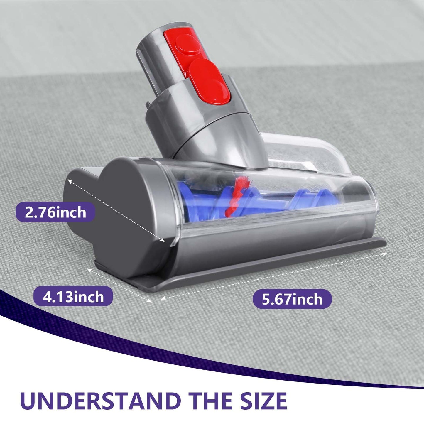 Mini Motorized Tool Brush Head Compatible with Dyson V7 V8 Cyclone V10 V11 V15, Anti-Tangle Attachment Replacement Head Suitable for Long Hair and Pet Hair