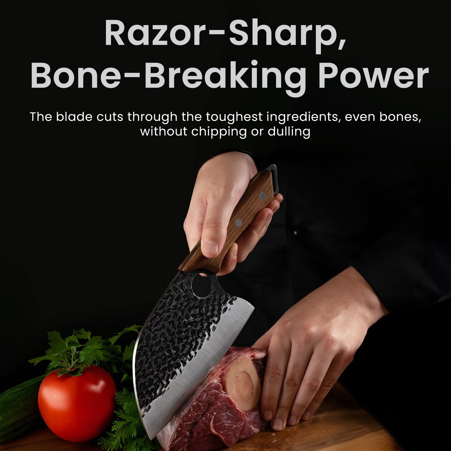 Matsato Butcher Knife Japanese Crafted Steel Kitchen Cleaver Chef Knife Couteau Cuisine Big Chopping Meat Cleaver Knives 5.8 Inch Blade Perfect Kitchen Gifts