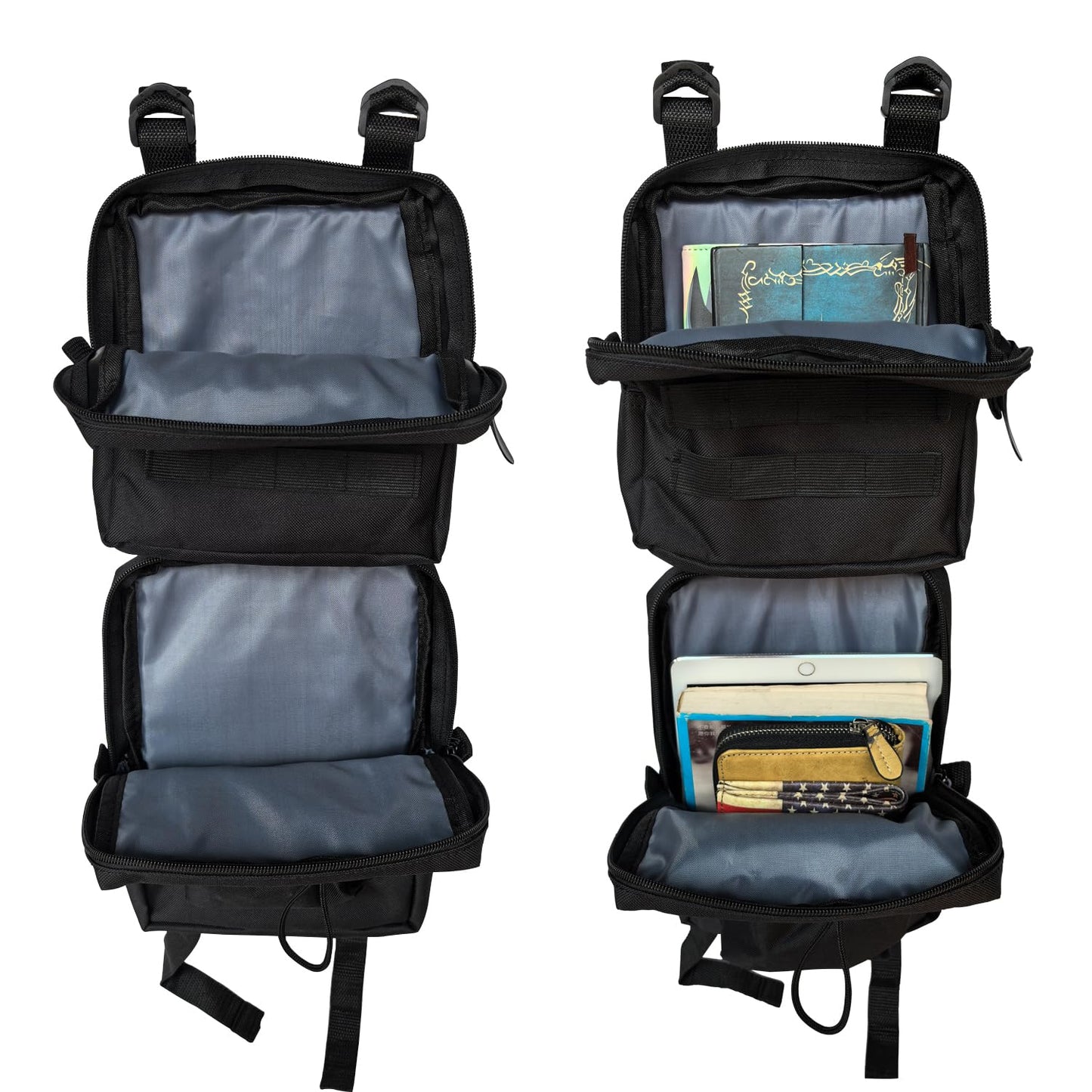 Vanlison 2 Pack ATV Fender Bags, Detachable Saddle Bag ATV Gear Bags Water-resistent Motorcycle Bag Compatible with Sportsman Scrambler TRX FourTrax Outlander Grizzly UTV Hanging Storage Bag Black