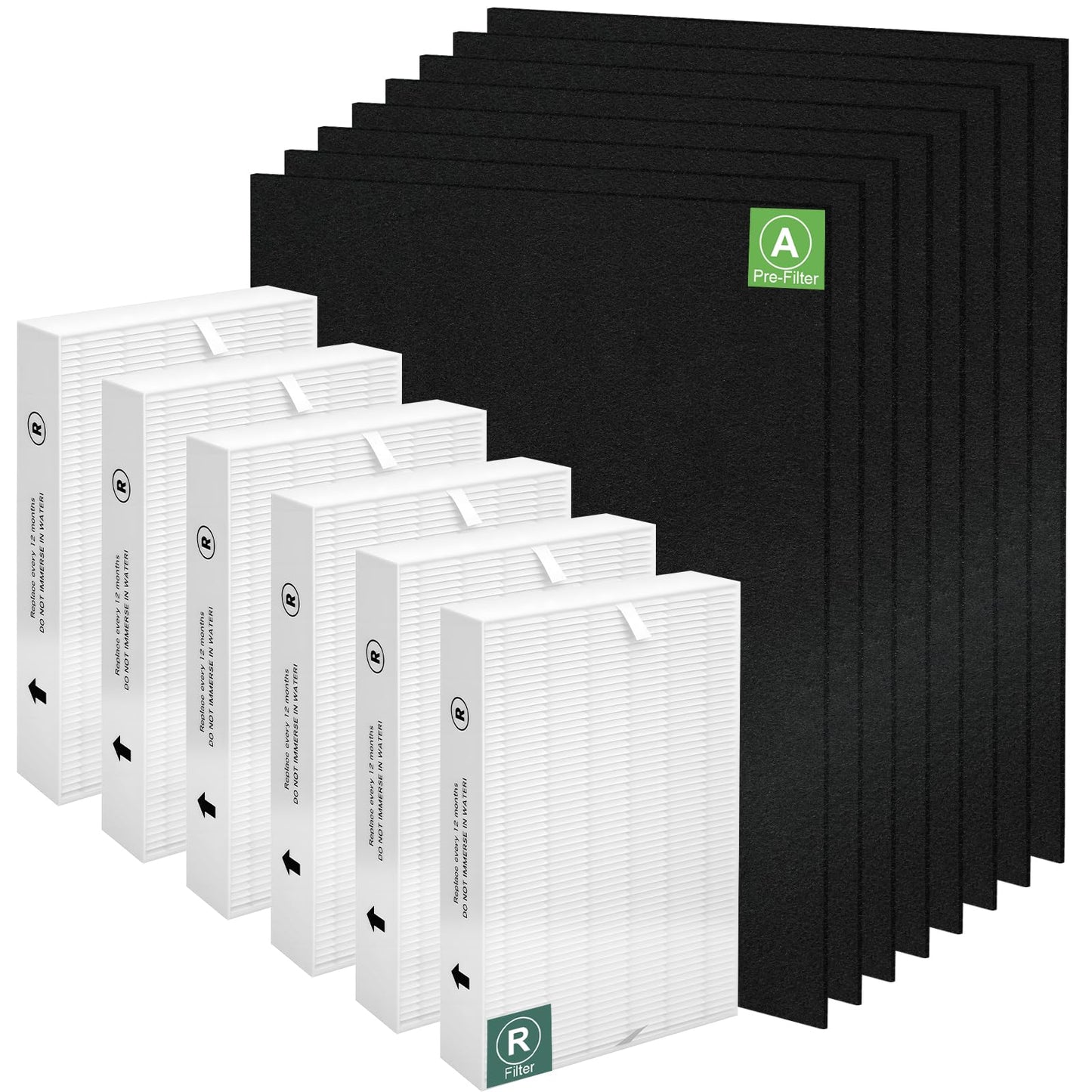 HPA300 True HEPA Replacement Filter R, HRF-R3 Compatible with Honeywell Air Purifier HPA300 Series, HPA300, HPA304, HPA8350, HPA300VP, HPA3300b, HPA5300, Pack of 6 HEPA R + 8 Pre Filters A HRF-AP1