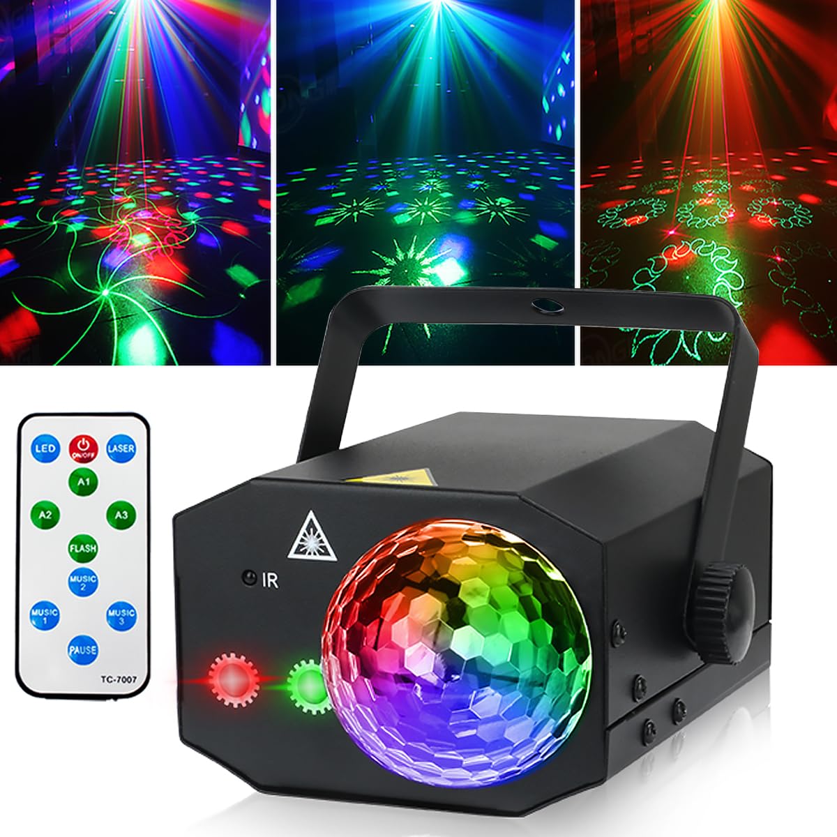 Party Lights, Disco Ball Lights,Dj Disco Lights,Rave Lights Stage Light Strobe Lights Laser Lights Sound Activated with Remote Control for Xmas Club Bar Parties Holiday Dance Christmas Birthday…