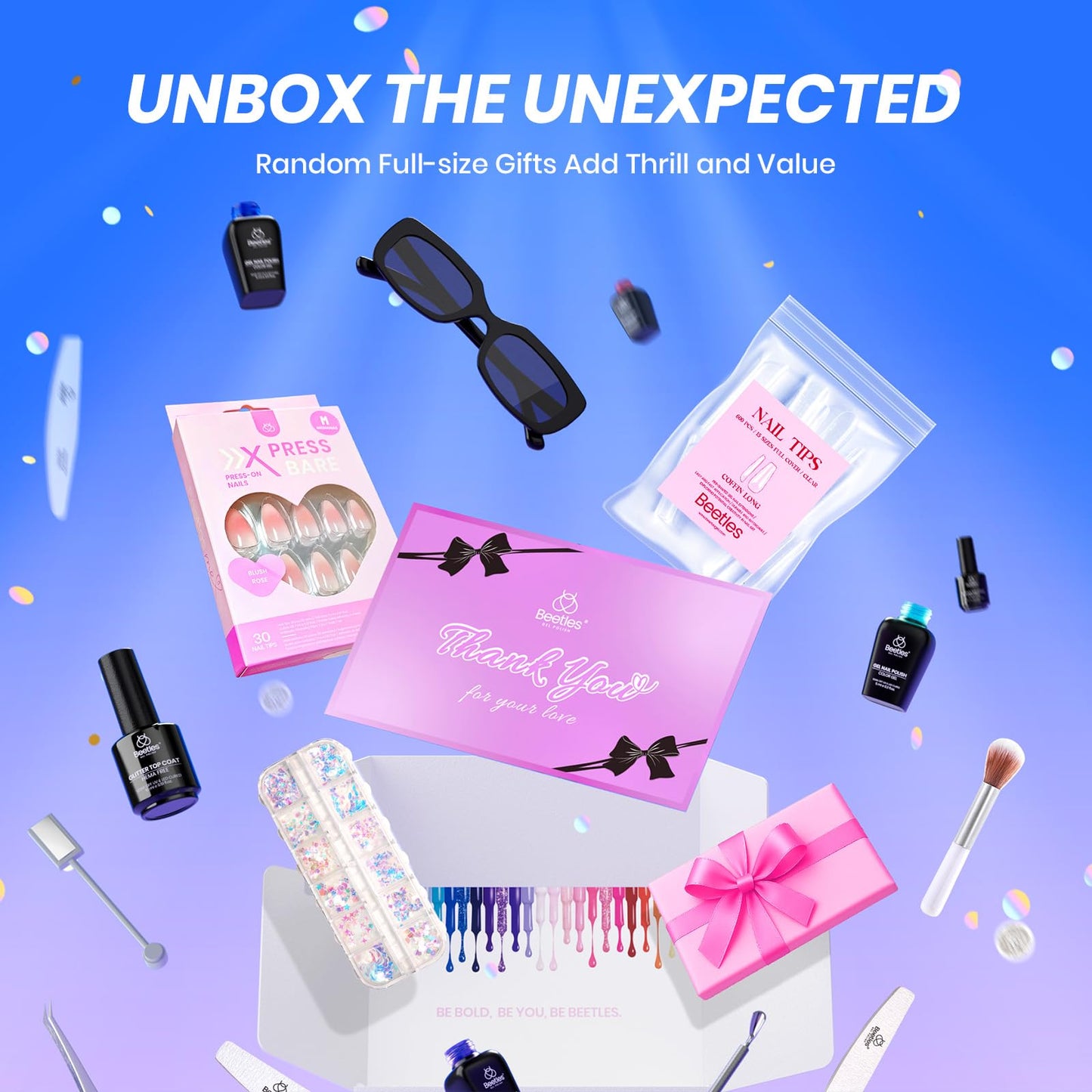 Beetles Gel Nail Polish Set - 75PCS 20 Colors Pink Blue Red Black Purple Glitter Cat Eye Base Glitter Glossy Matte Top Coat Beetles Deals Box Wandering Peace 20 Colors French Nails Gift for Women