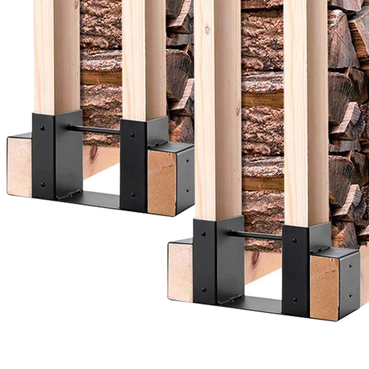 UOIENRT 2 Pcs Firewood Rack for Outdoor Firewood Storage, Adjustable Fire Log Stacker Stand, Heavy Duty Iron Fireplace Wood Storage Holder for Outdoor Fireplace, Metal Lumber Storage Carrier Organizer