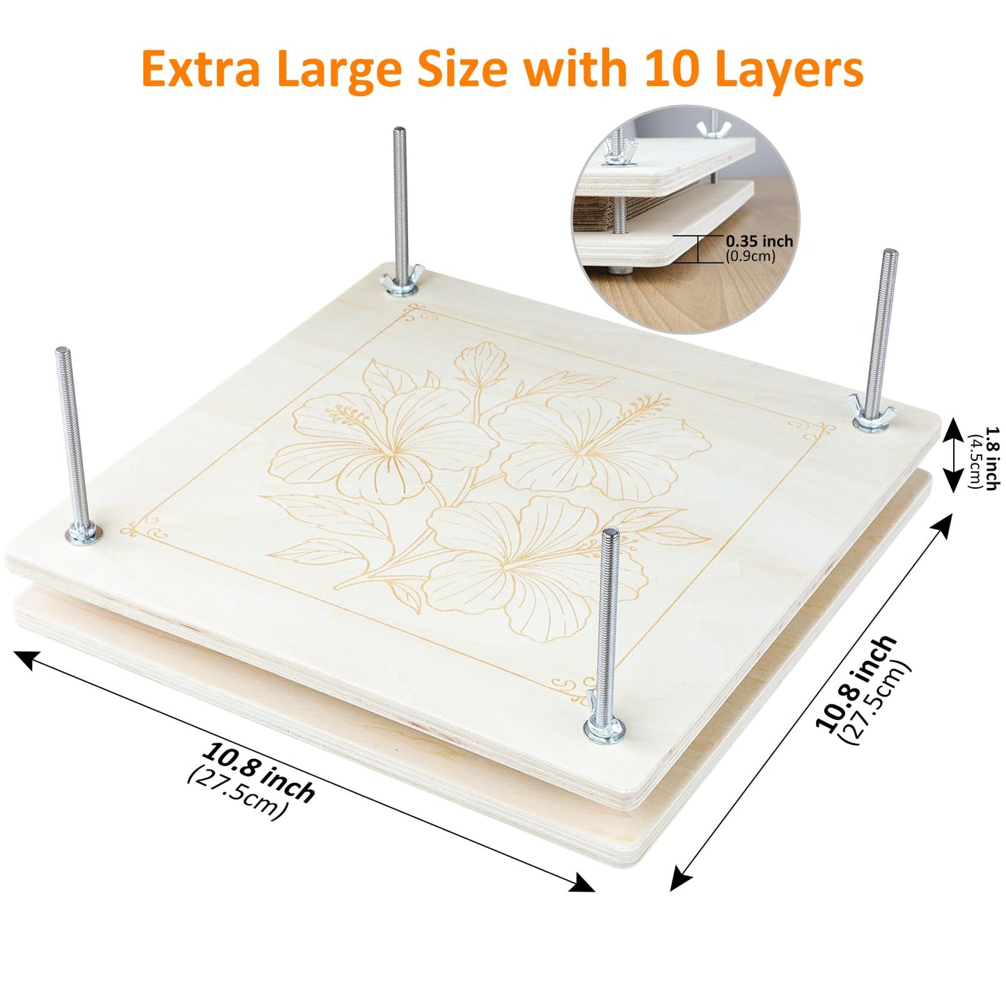 11x 11 Inch Wooden Flower Press Kit – Large Flower & Plant Presser for Adults and Teens, Ideal for DIY Dried Flower Art, Bouquet Preservation & Nature Crafts
