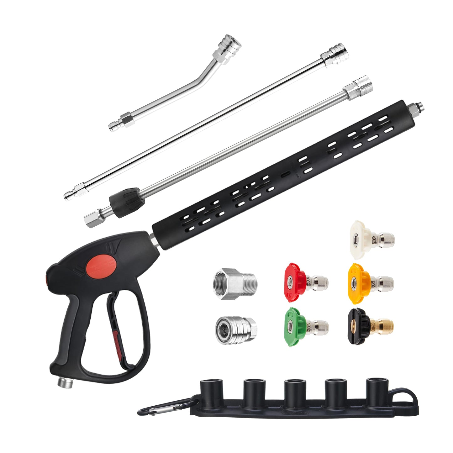 M MINGLE High Pressure Washer Gun, Extension Wands and 30 Degree Curved Rod for Hard-to-Reach Areas, M22 15mm or M22 14mm Fitting, 5 Nozzle Tips, 4000 PSI