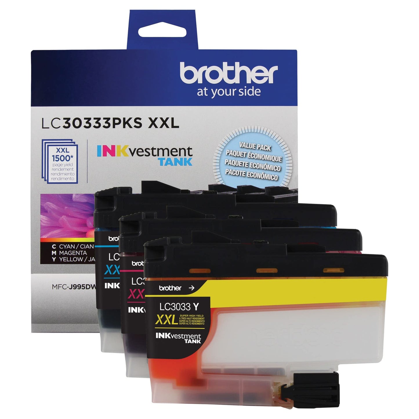 Brother Genuine LC30333PKS Super High-Yield Colour Ink Cartridge Value Pack, Original Ink Replacement cartridges, Cyan/Magenta/Yellow, Ink for Brother Inkjet Printers MFC-J995DW and MFC-J995DWXL