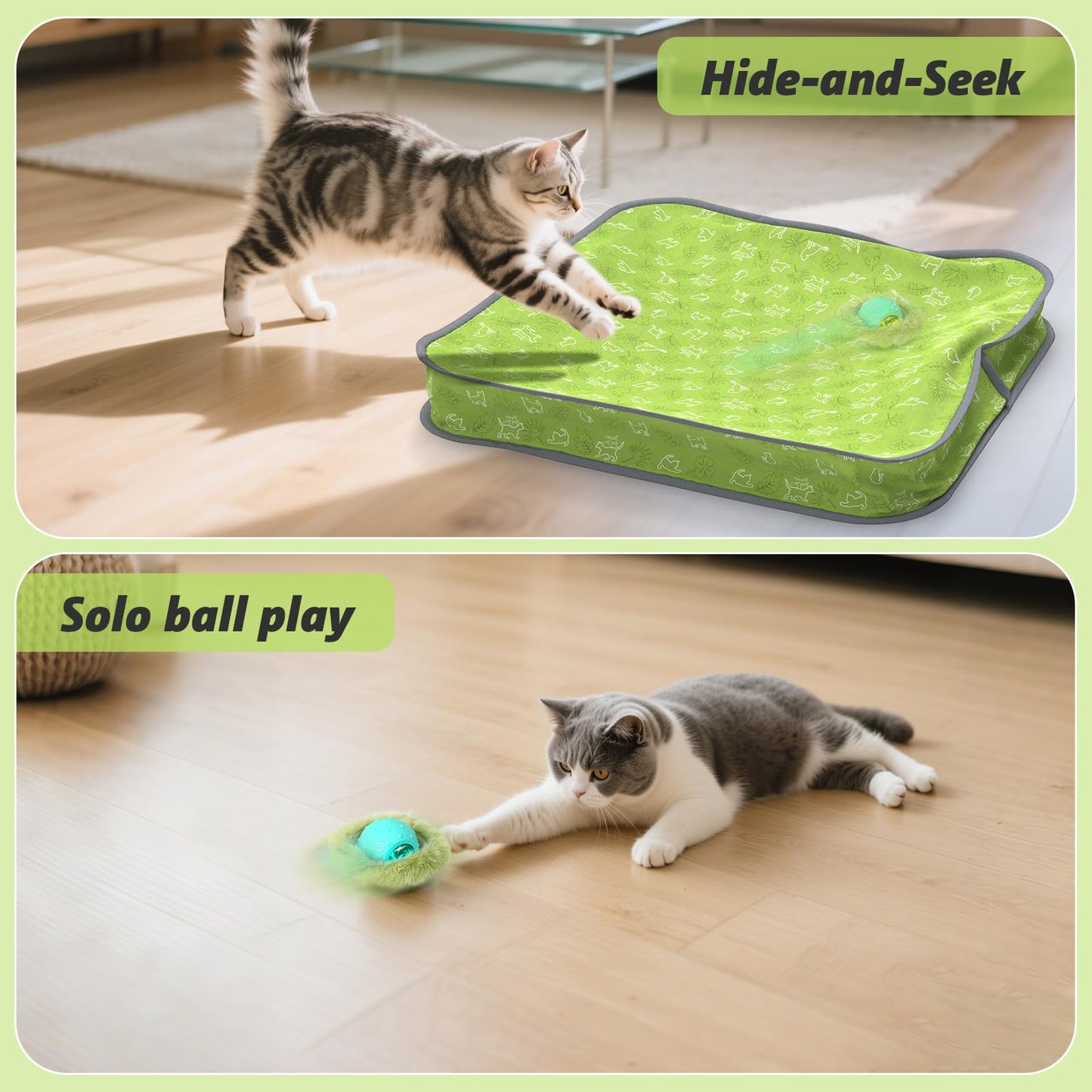 FUGODIWI Interactive Cat Toy for Indoor Cats - Automatic Rolling Cat Ball with Motion Activated Chirping & Light,Hide and Seek Mouse Game,Stimulates Hunting Instincts,Fun Kitten Enrichment Toy