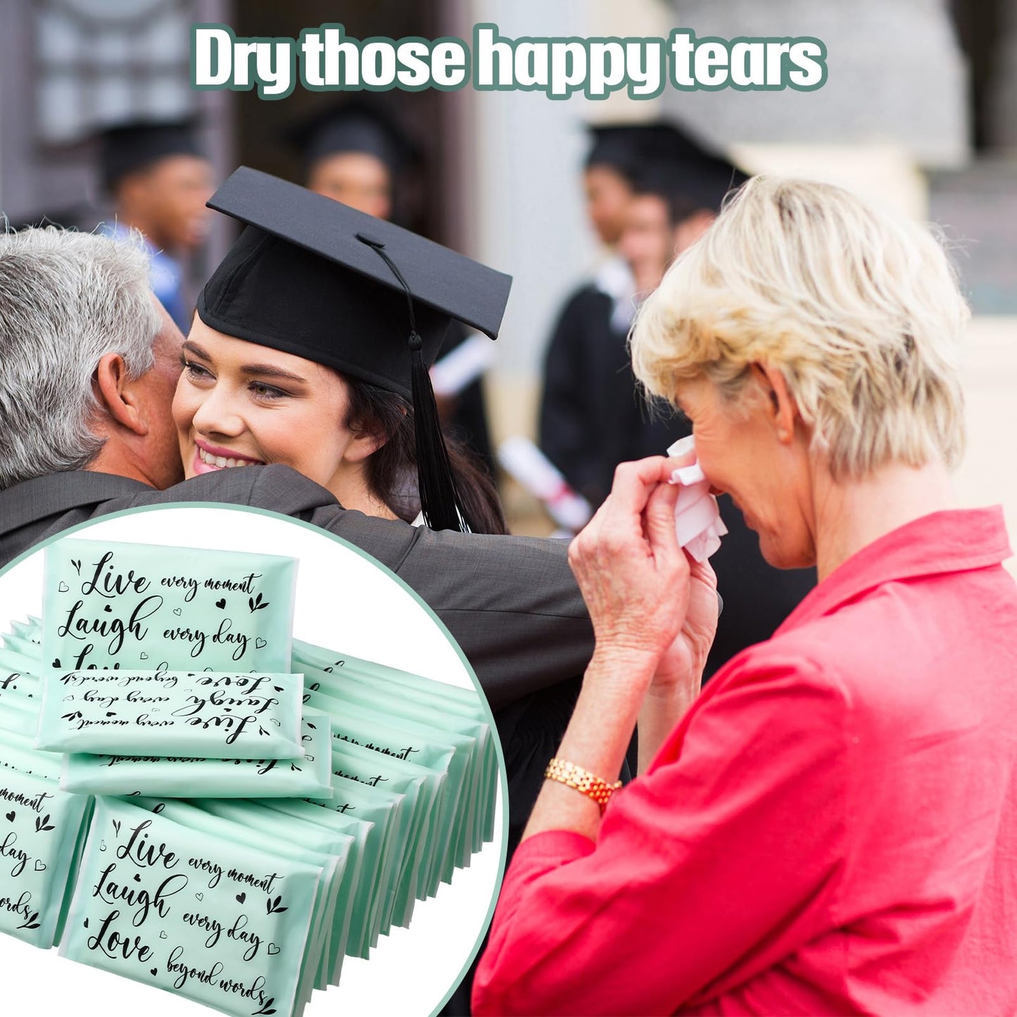 Sinmoe 60 Pack Travel Tissues Motivational Facial Tissue Happy Tears 3 Ply Mini Pocket Tissues Inspirational Thank You Gifts for Women Friends Coworkers(Motivational)
