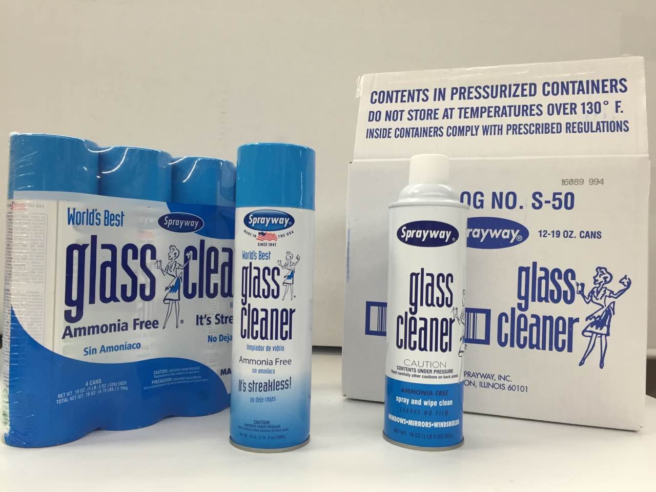 Sprayway 443331 Ammonia Free Glass Cleaner, 19 Oz. (4-Pack) (Packaging May Vary)