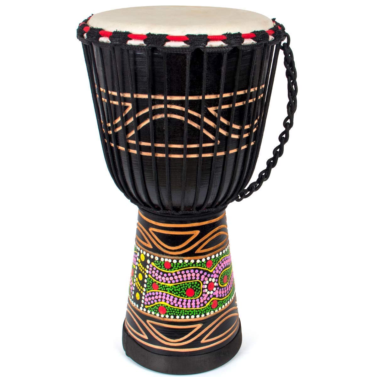 Djembe Drum, AKLOT African Drum Hand-Painted 9.5'' x 20'' Mahogany Goatskin Drumhead for Starter Beginners Adult for Over 8 Years Old