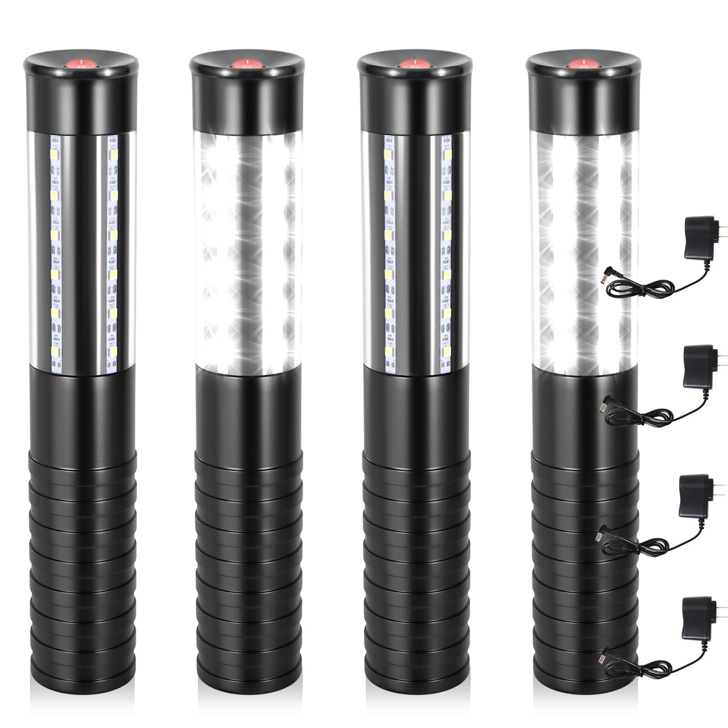 ZSSXOLED 4 Pieces LED Strobe Baton Lights Rechargeable LED Bottle Service Light Reusable Handheld Champagne Bottle LED Light for Party Nightclub Bar Wedding Event Festival Outdoor Activity (Black)