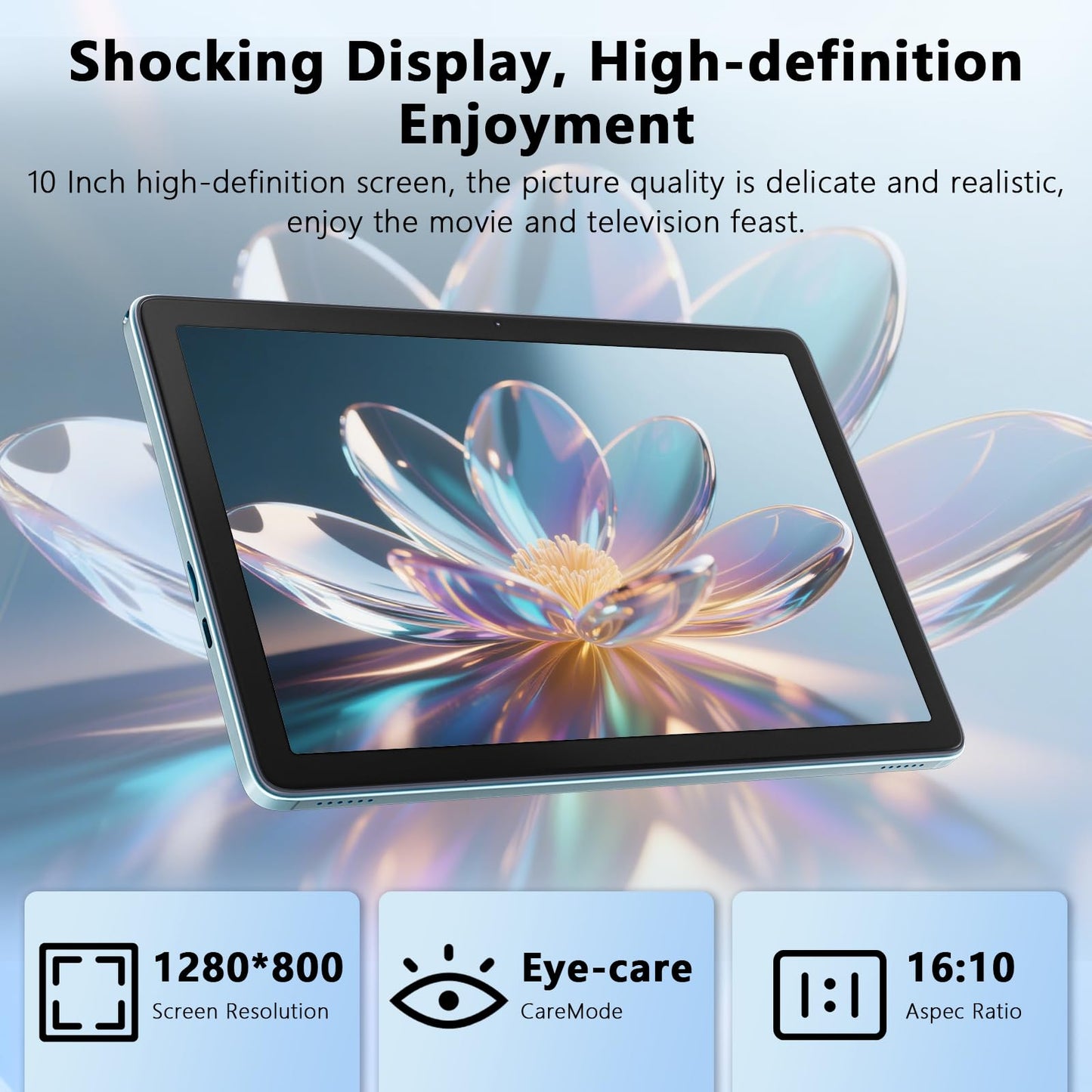 Android 15 Tablet 10 Inch, 24GB RAM+128GB ROM/1TB Expandable, 1.8GHz Octa-core CPU, 1280x800 IPS HD Display, WiFi 6, BT 5.4, 5+8MP Camera, 2 in 1 Tablets with Keyboard Case Mouse Stylus