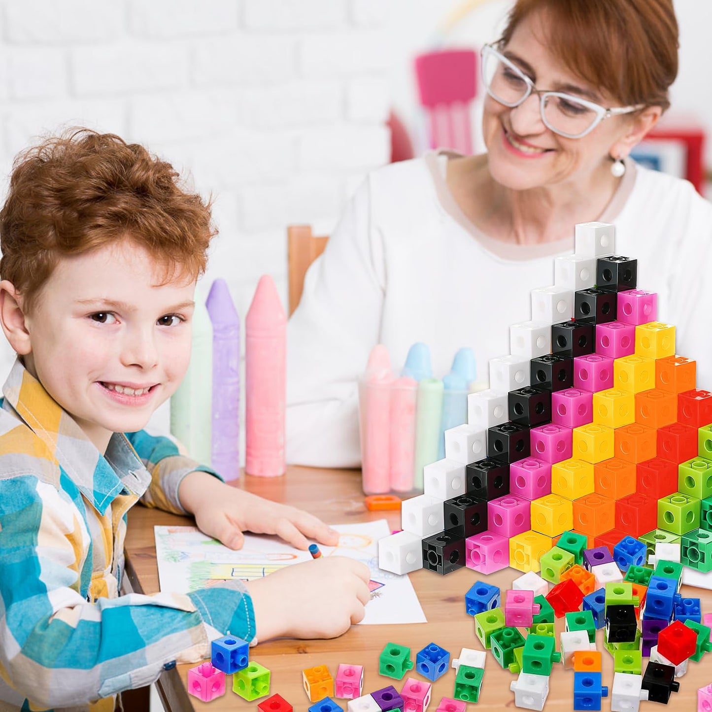 400 Pcs Math Learning Linking Cube with Storage Container Counting Cubes, Colorful Plastic Counting Blocks Manipulatives Classroom Learning Supplies for Kindergarten Classroom Homeschool