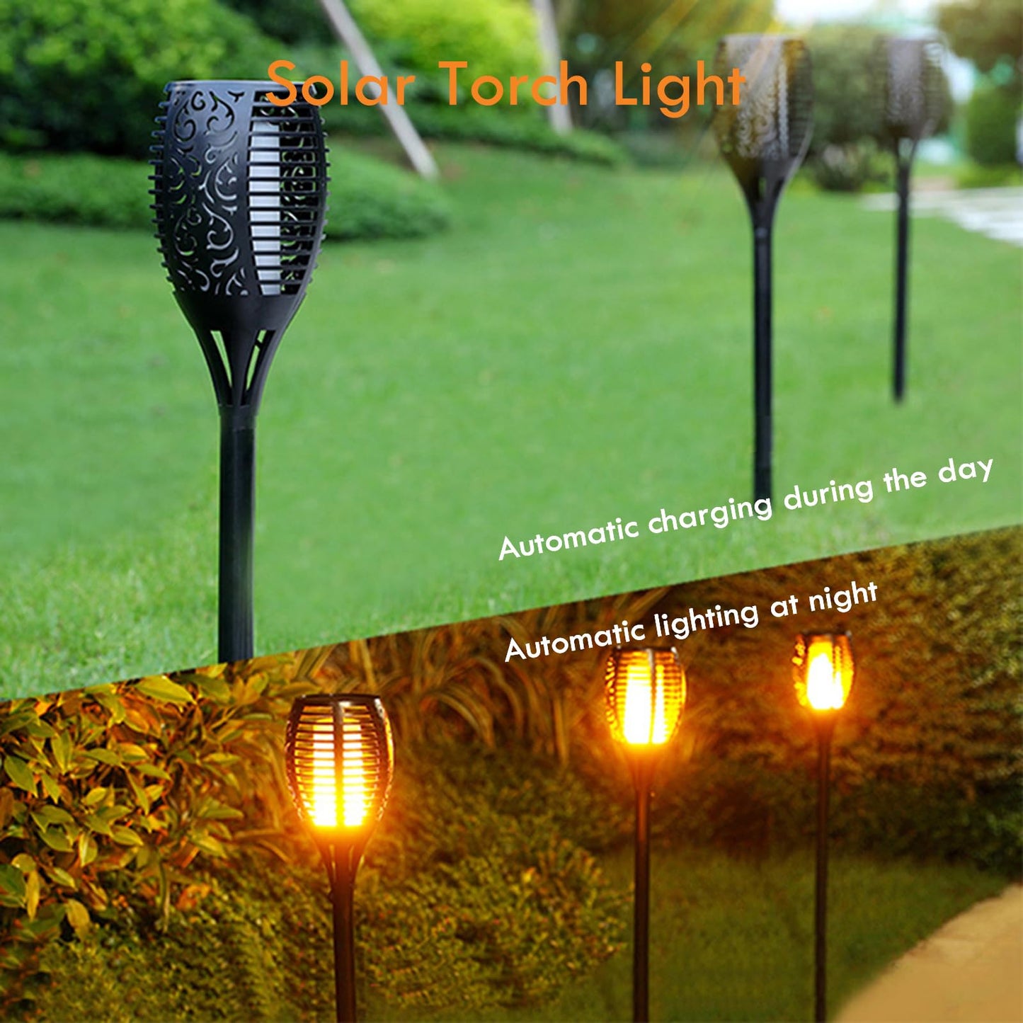 4 Pack Large Solar Torch Lights with 96 LED, IP65 Waterproof Outdoor Flickering Flame- Perfect for Garden,Yard,Patio,Halloween,Camping and Party Decorations