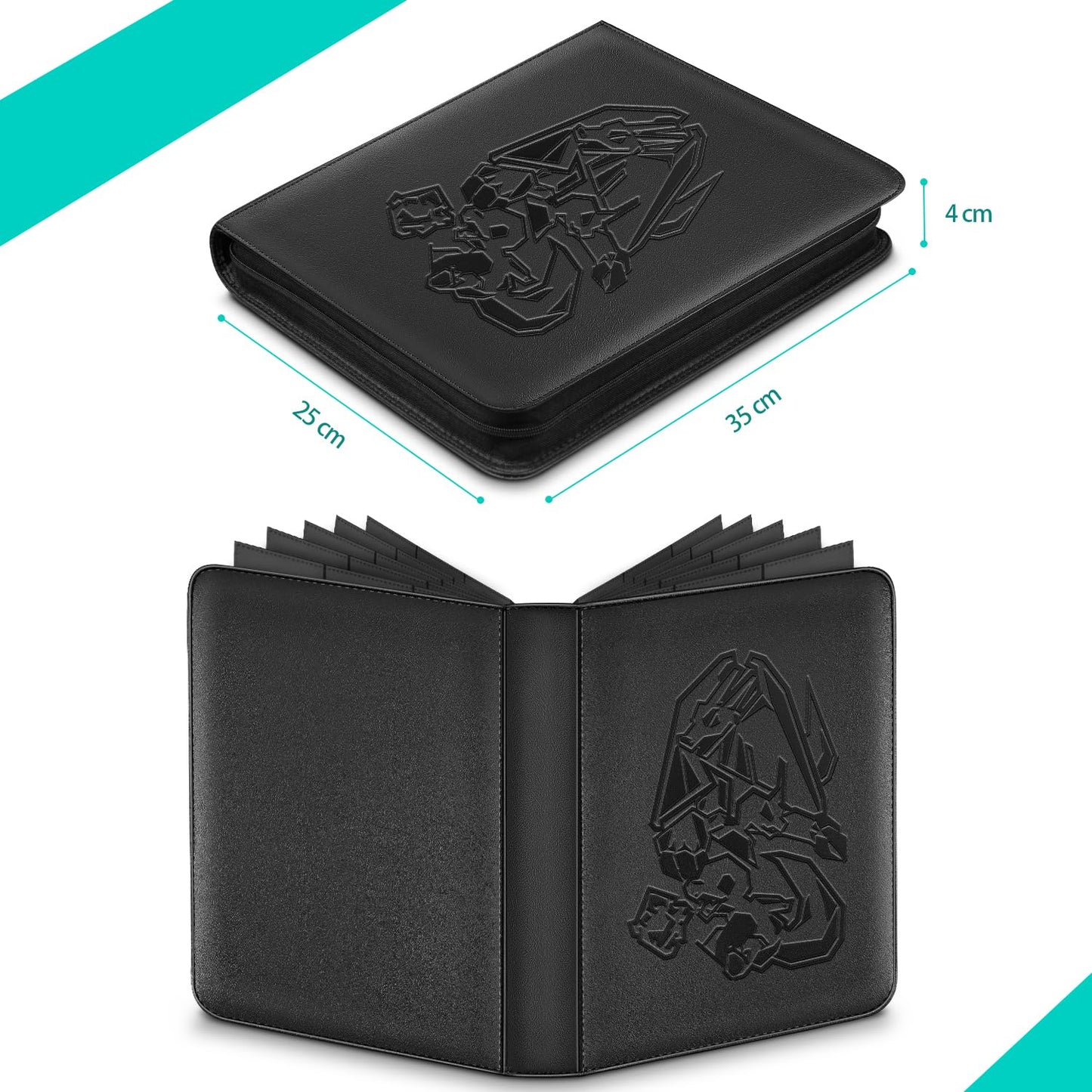 Ravaver 9 Pocket Card Binder, 540 Cards Trading Cards Games Collection Holder with YKK Metal Zipper & Side-Loading Sleeves, Premium Gift for Card Collectors (Black)