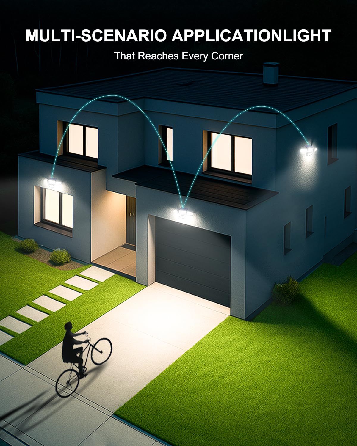 Solar Motion Sensor Light Outdoor, 270LED 4Modes 2000LM Solar Flood Lights Outdoor with Remote Control and Upgraded Panel, Adjustable 4Head Security Light for Yard, Garage 2Pack