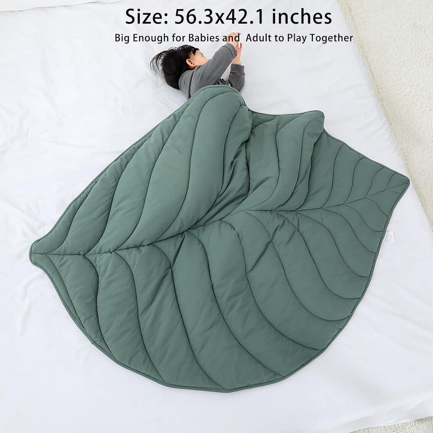 Leaf Nursery Rug, Machine Washable Baby Play Mat, Soft Playmat for Newborn, Special Padded Baby Floor Mat, Crawling Baby Mat for Tummy Time Infants