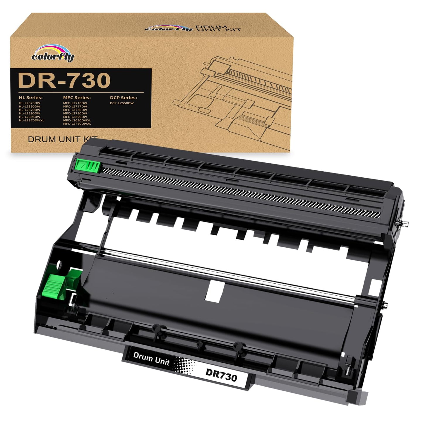 DR730 Drum Unit Replacement for Brother DR730 DR760 DR-730 DCP-L2550DW HL-L2350DW HL-L2370DW HL-L2370DWXL HL-L2390DW HL-L2395DW MFC-L2730DW MFC-L2750DW MFC-L2750DWXL MFC-L2710DW Printer | No Toner