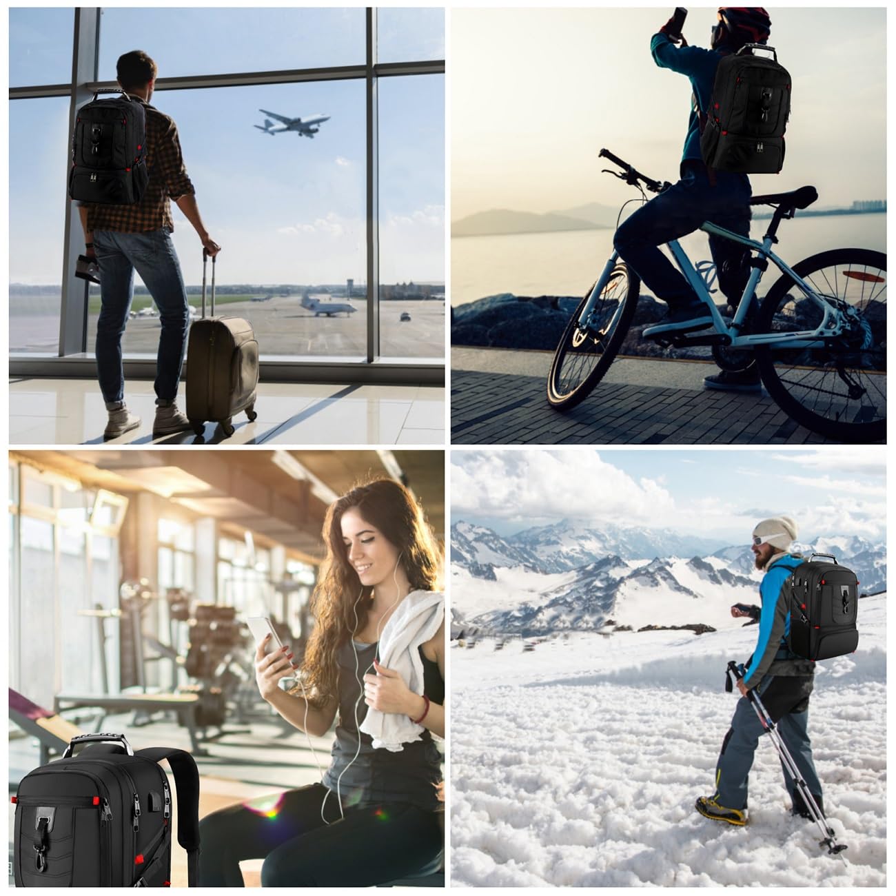 18.4in Men Laptop Backpack with Shoe Compartment for Gym Hiking Business,Large Travel Bag with PC Compartment,Black