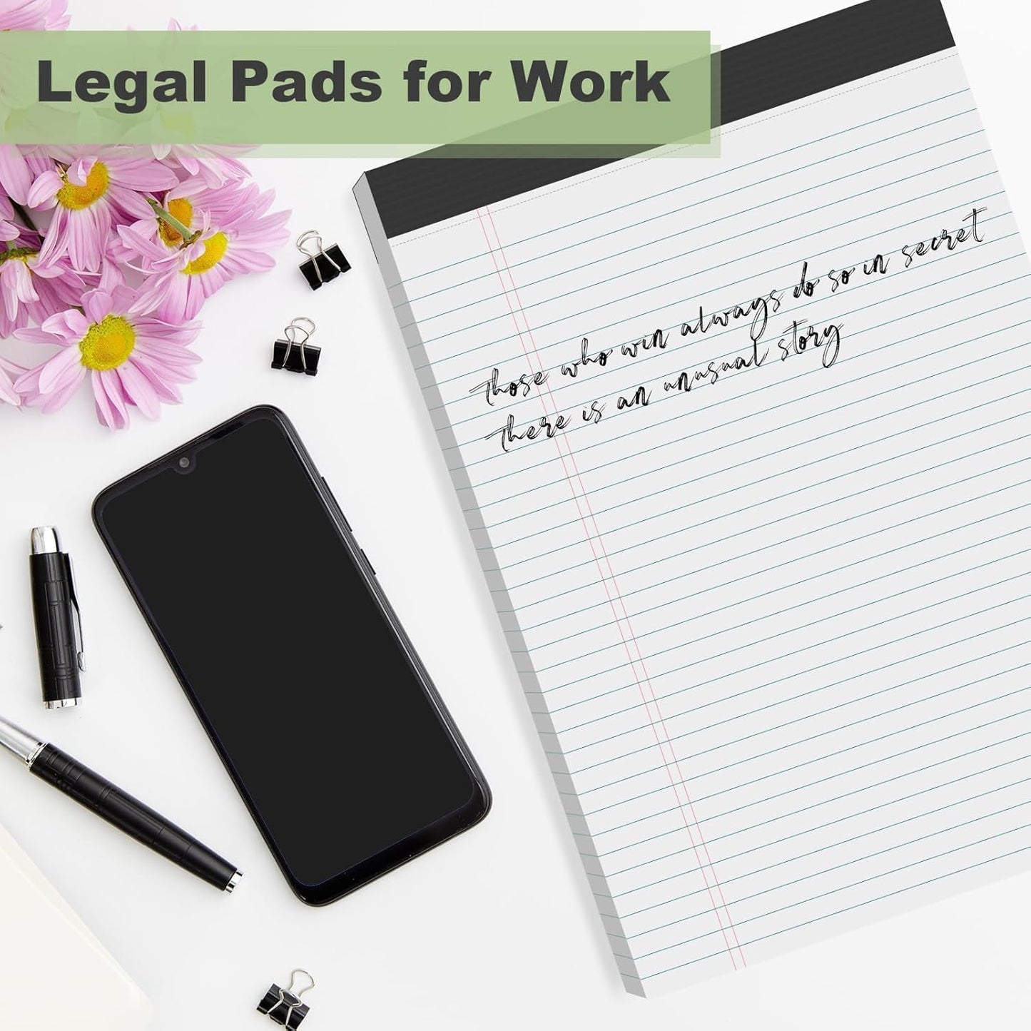 24 Pack White Legal Pads 8.5 x 11 Narrow Ruled, Notepads College Ruled Pads of Paper With Sturdy Back 37 Lines 70 GSM Paper, Writing Note Pads 30 Sheets Per Writing Pad for Taking Notes, Reminders