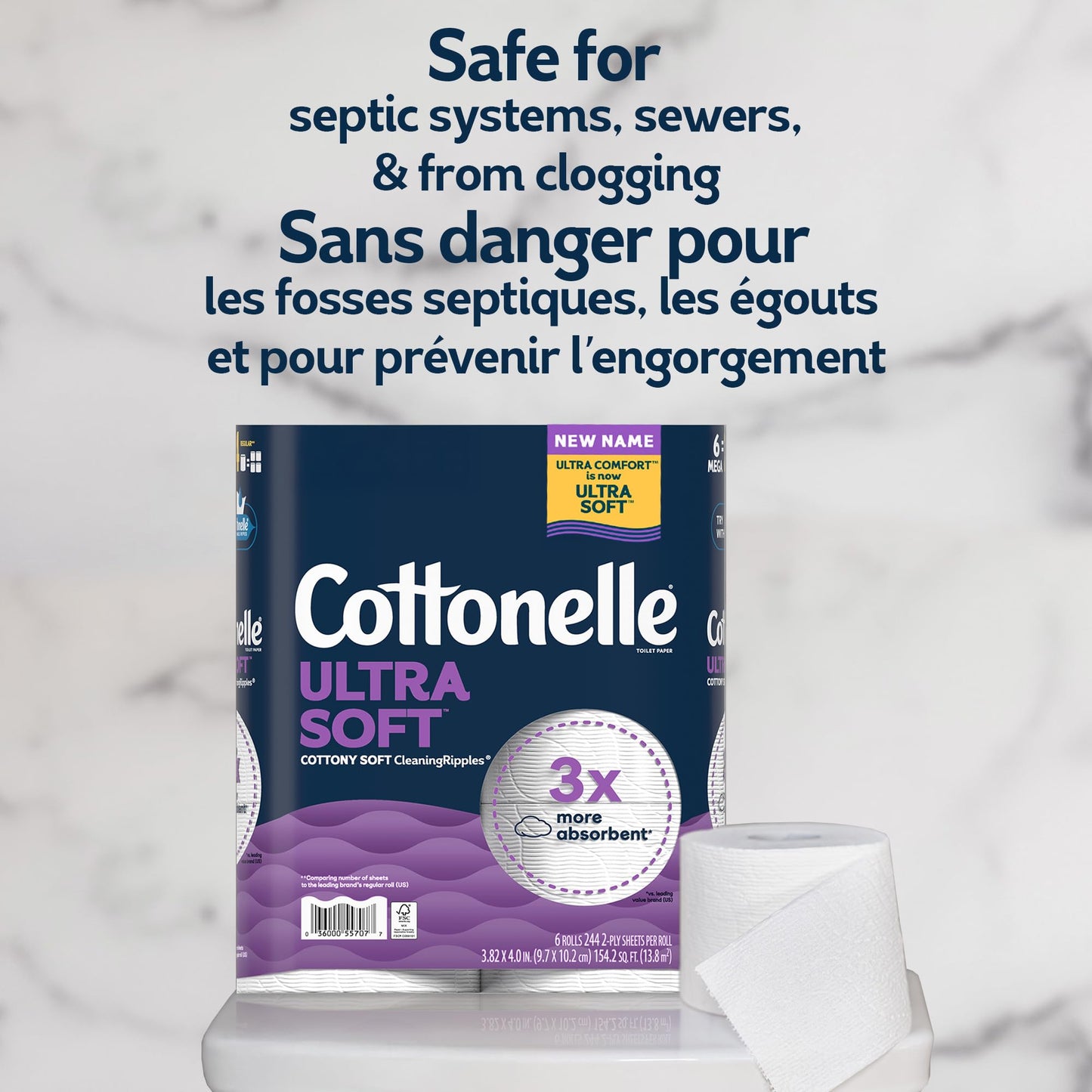 Cottonelle Toilet Paper, 36 Mega Rolls = 144 Regular Rolls (2 Packs of 18), Ultra Soft (Formerly Ultra Comfort), Soft Bathroom Tissue, 244 Sheets per Roll, Packaging May Vary
