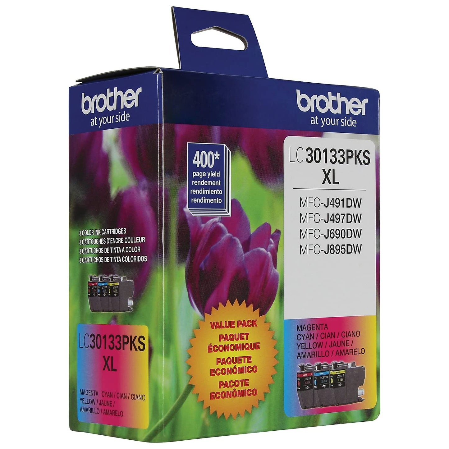 Brother Genuine LC30133PKS High-Yield Colour Ink Cartridge Value Pack (3), Original Ink Replacement cartridges, Cyan/Magenta/Yellow, Ink for Brother Inkjet Printers MFC-J491DW, MFC-J497DW, MFC-J690DW